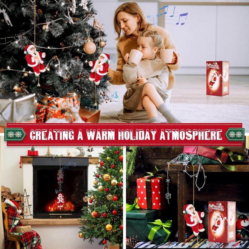 Electric Santa Climbing Rope, Battery Powered Christmas Decoration, Up and Down Climb, Holiday Party Supplies, Home Decor