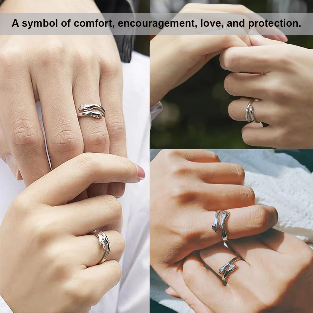 925 Sterling Silver Adjustable Hug Ring