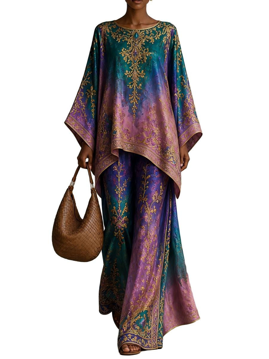 Art Graphic Print Casual Cotton-Linen Set