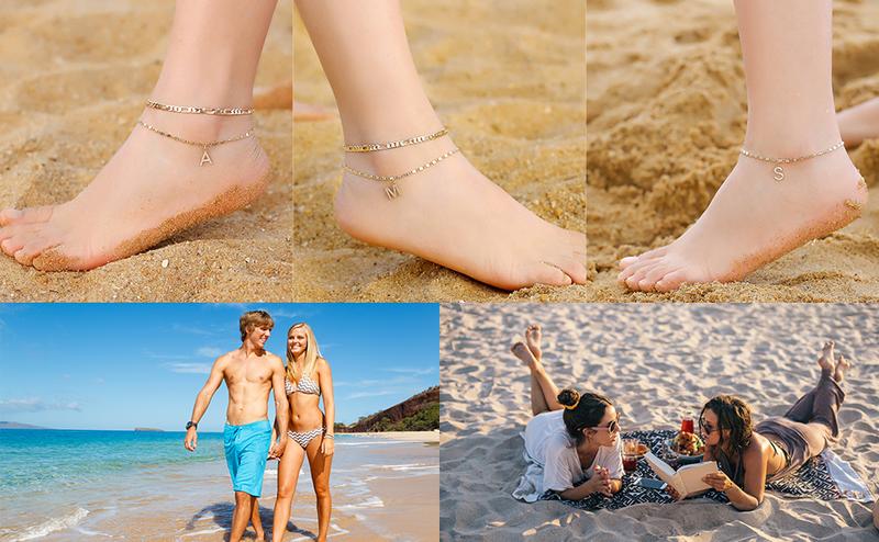 Letter Layered Ankle Bracelets for WomenDainty Chain Initial Pendant Anklets Set NonTarnish Alphabetical Ankle A-Z Gifts for GirlsCostume Accessories