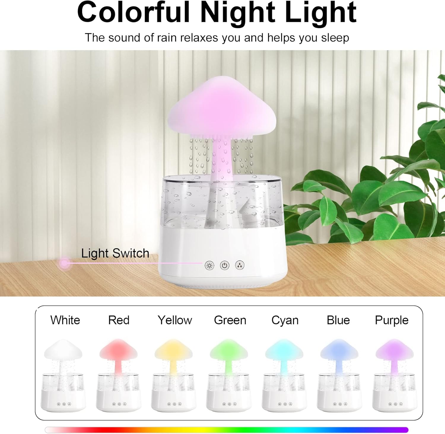 Rain Cloud Humidifier for Bedroom Water Drip Diffuser, Mushroom Diffuser