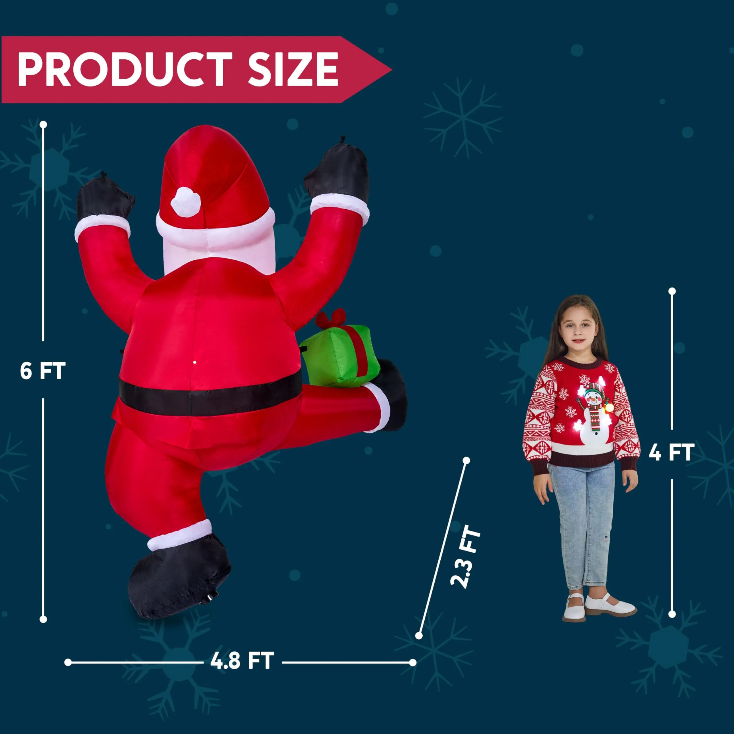 6ft Climbing Santa with Gift Box Inflatable Decoration