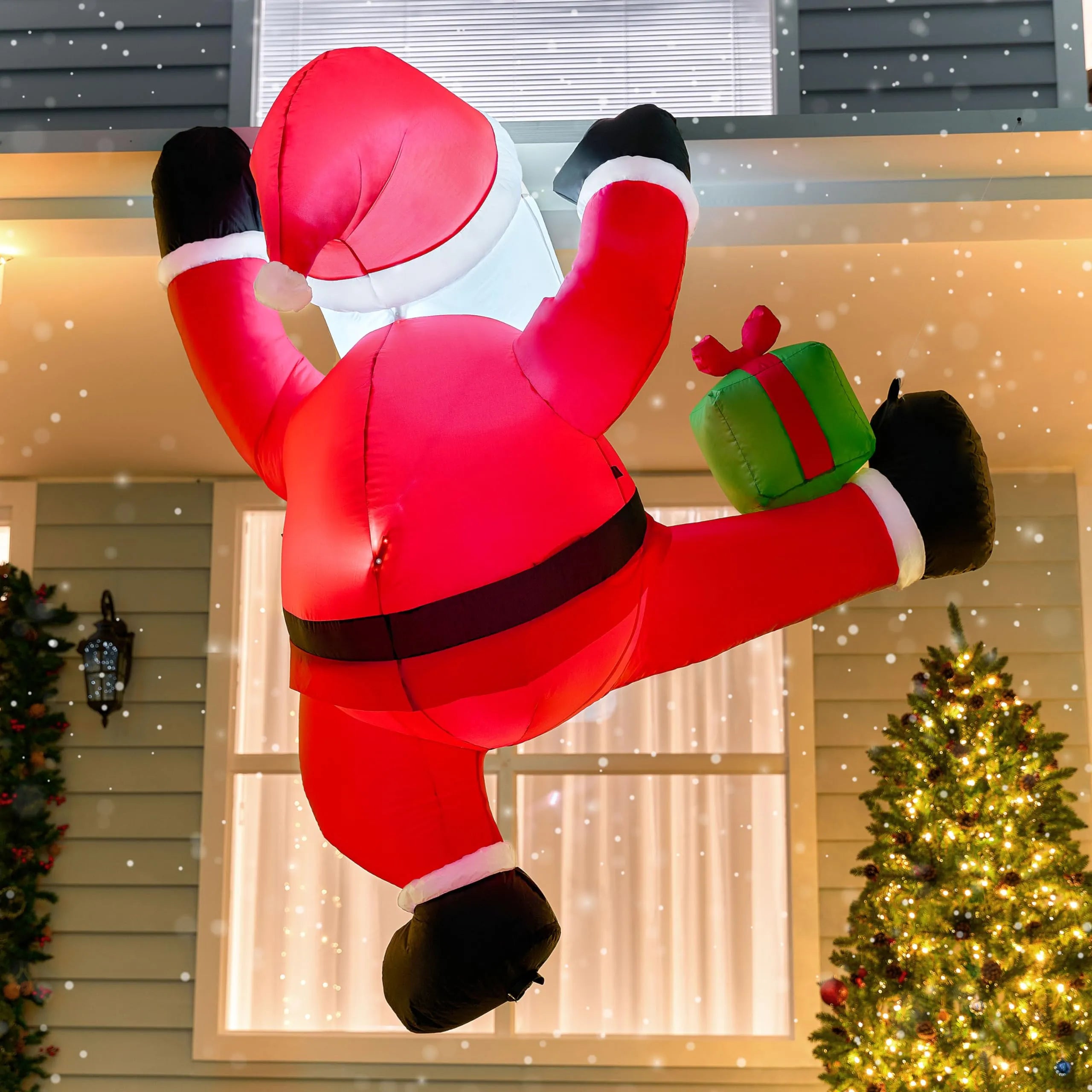 6ft Climbing Santa with Gift Box Inflatable Decoration
