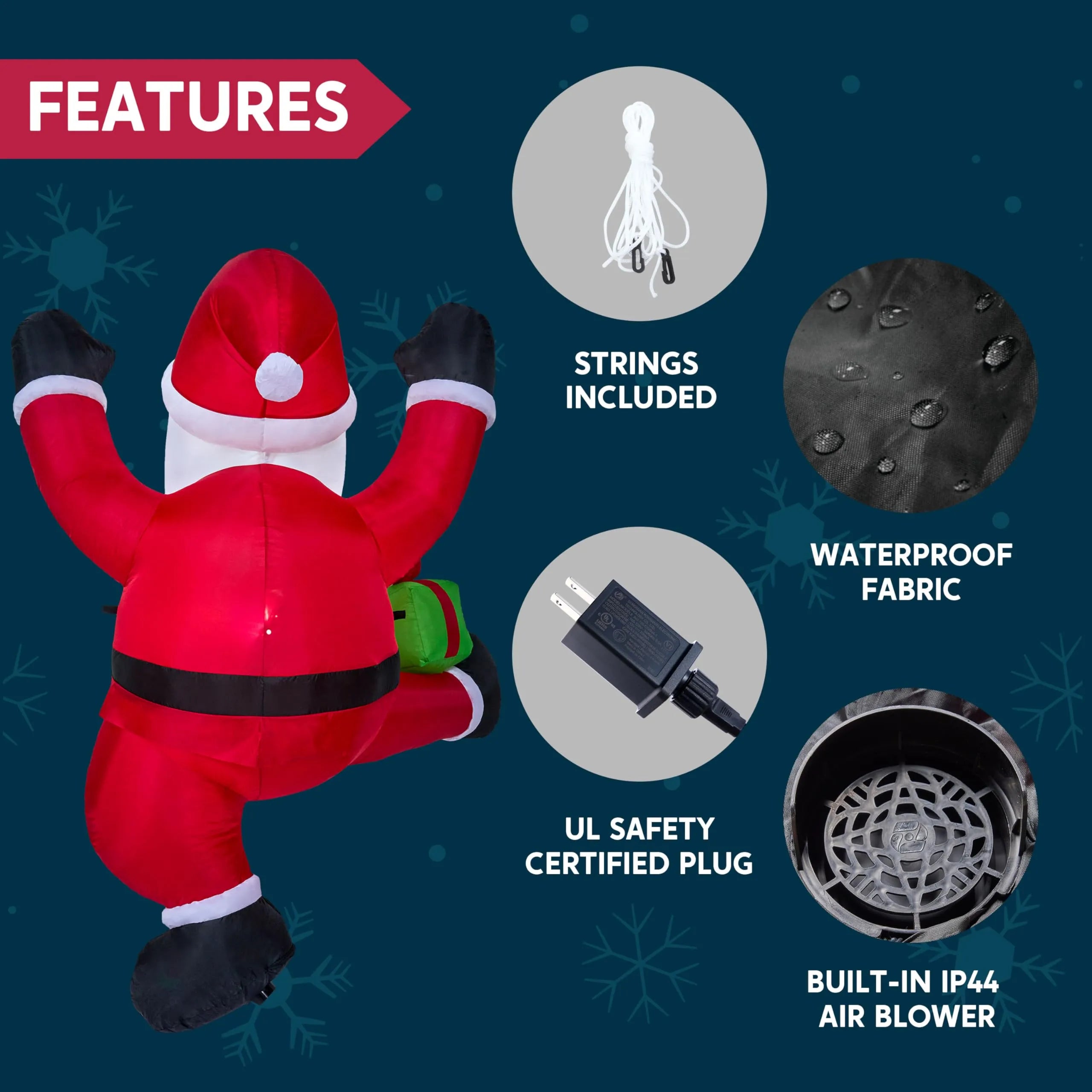 6ft Climbing Santa with Gift Box Inflatable Decoration