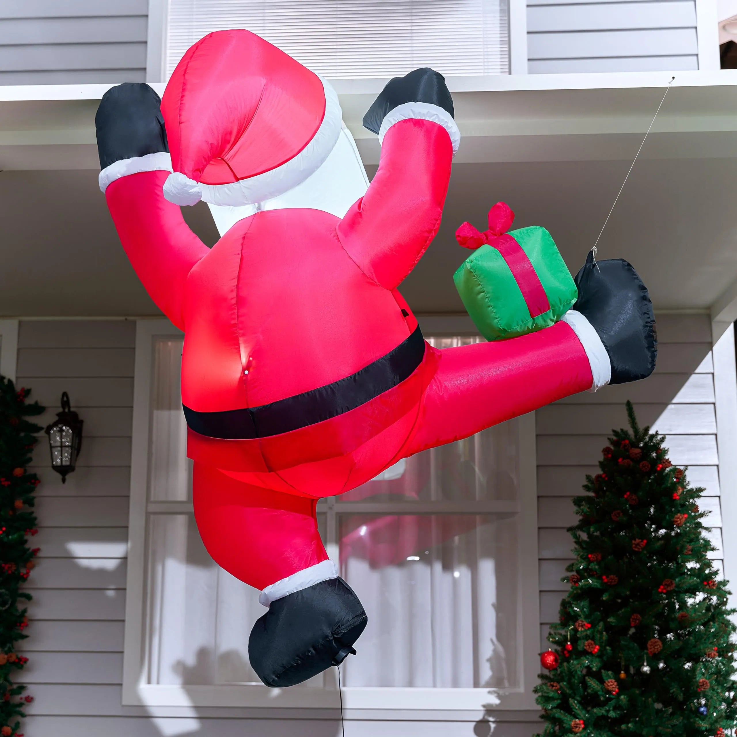 6ft Climbing Santa with Gift Box Inflatable Decoration