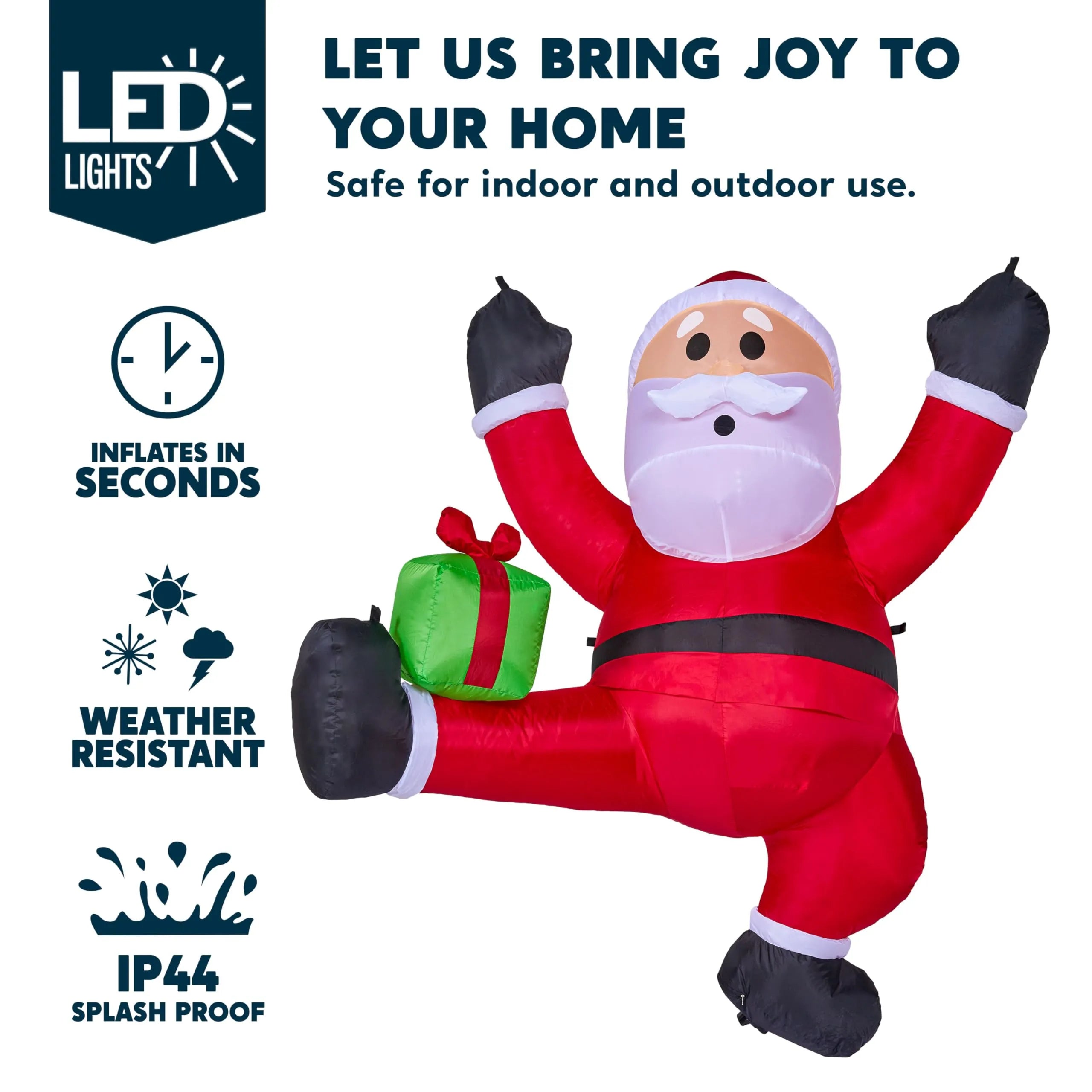 6ft Climbing Santa with Gift Box Inflatable Decoration