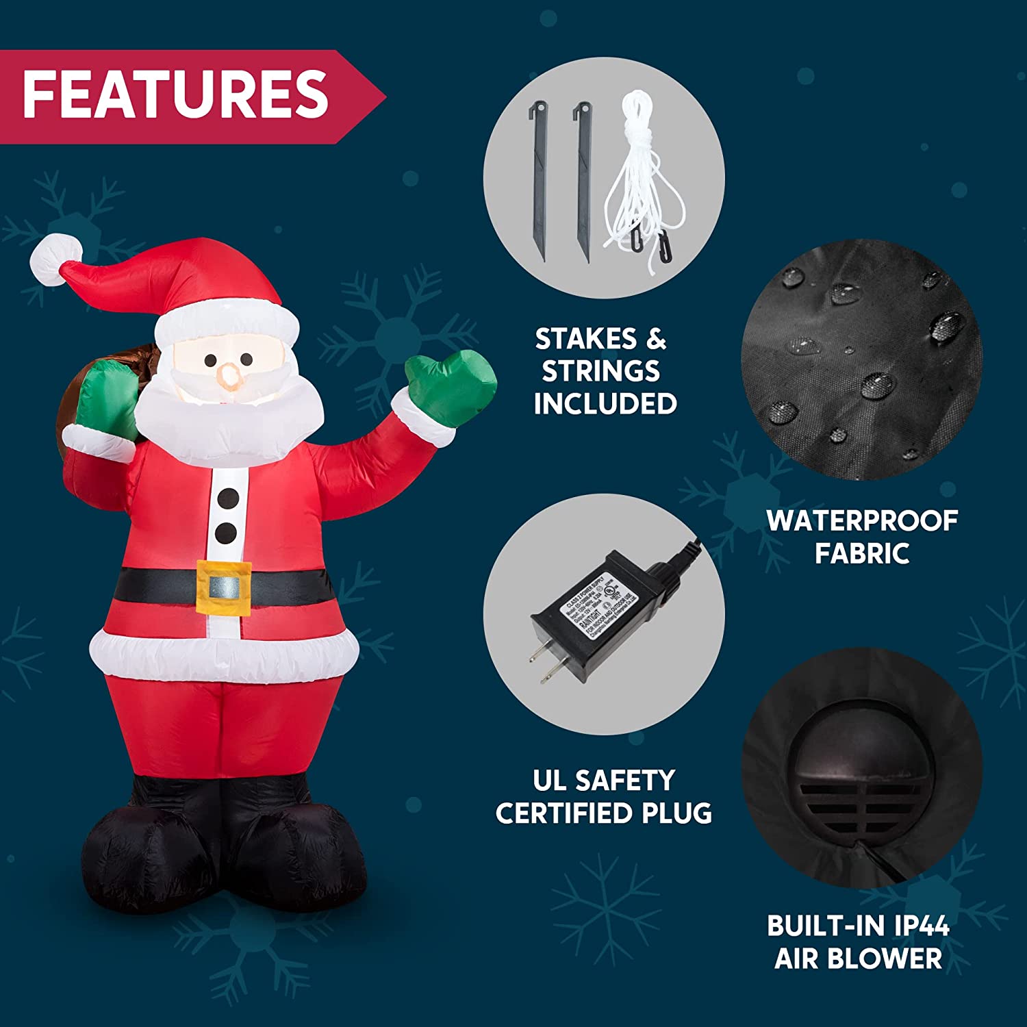 Large Waving Santa Inflatable (6 ft)