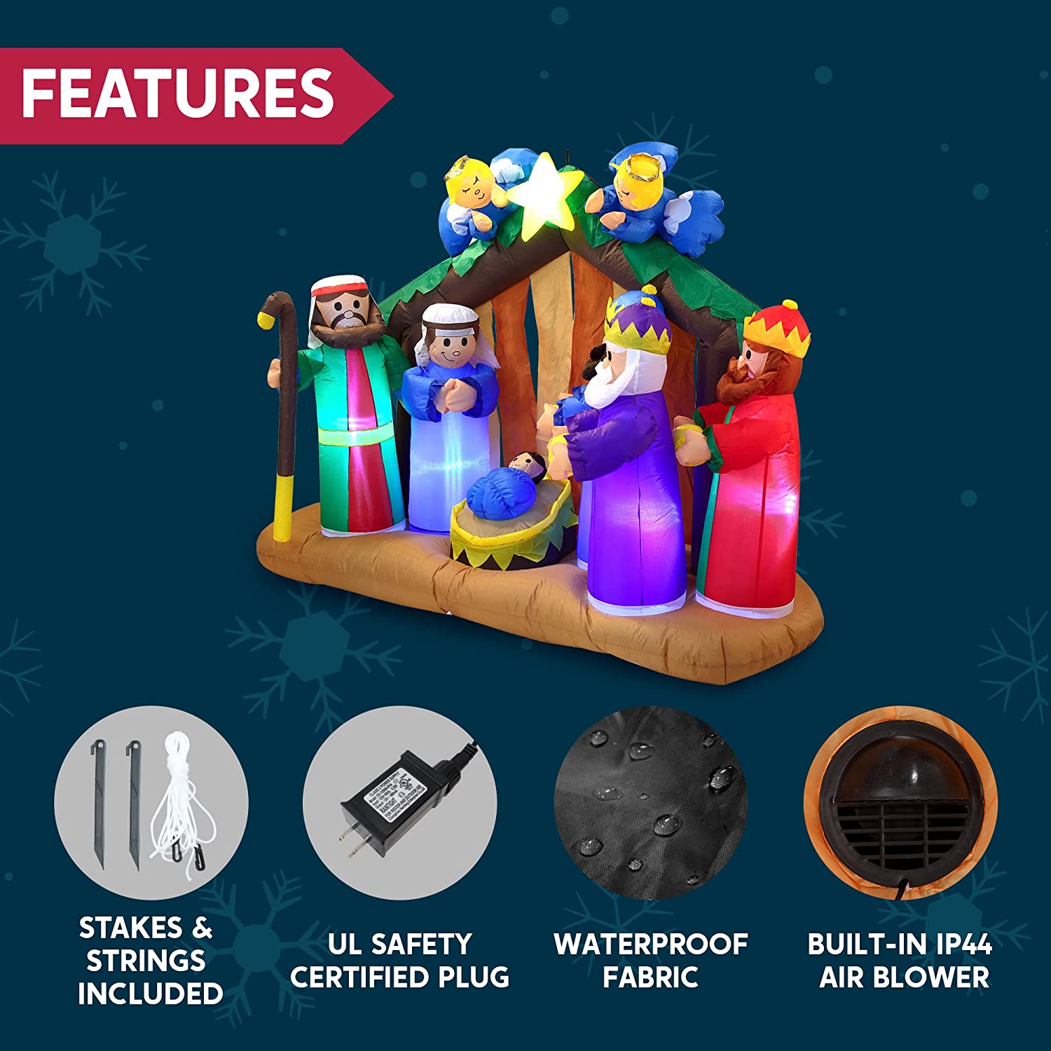 Large Nativity Scene with Angels Inflatable (6 ft)