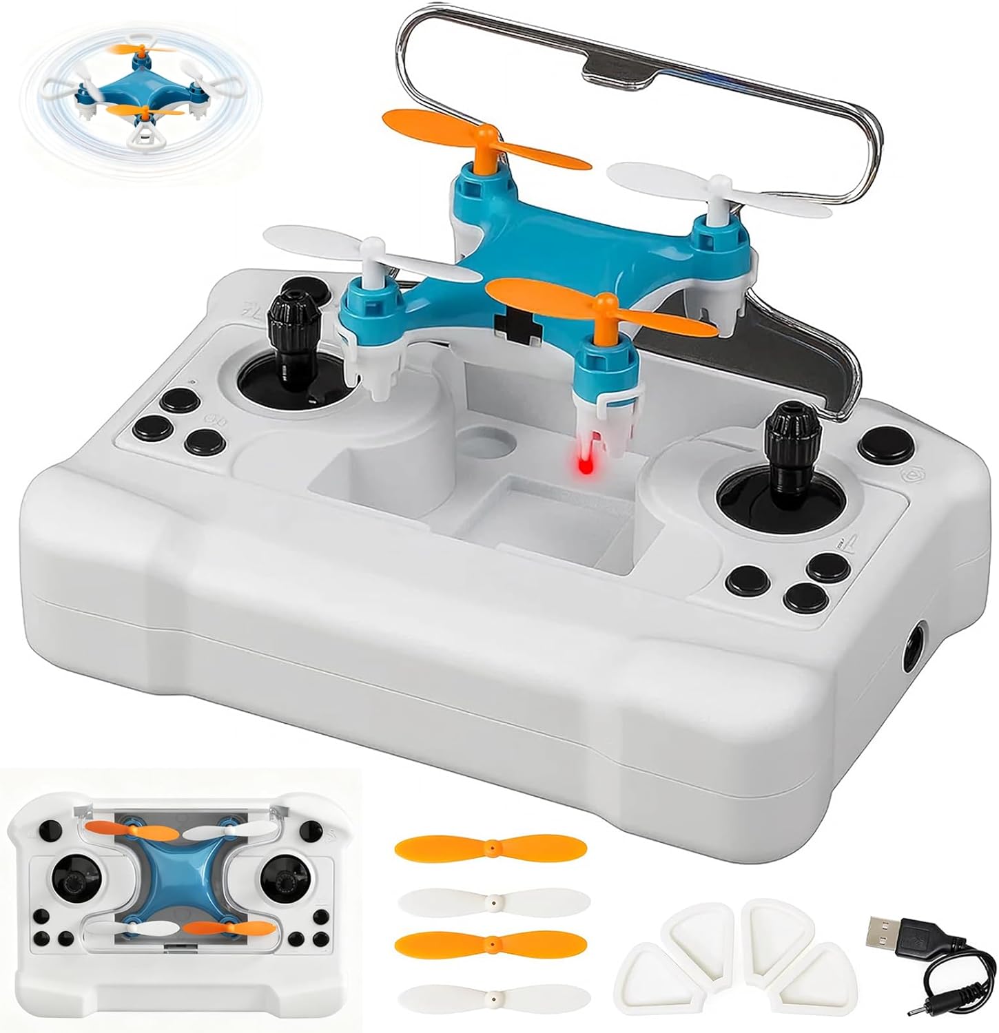 Mini Drone with Easy Stunt Flights & 360° Tricks - Perfect Beginner-Friendly Flyer with Fancy LED Altitude Hold Headless Mode Propeller Protection for Indoor Outdoor Mini Quadcopter (Blue)