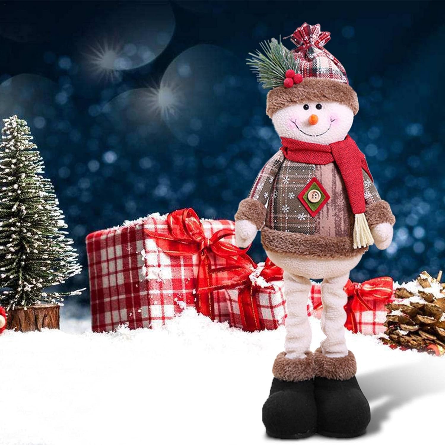 Retractable Christmas Decorations - Standing Santa Claus, Snowman & Reindeer Dolls - Indoor Ornaments for Christmas Tree