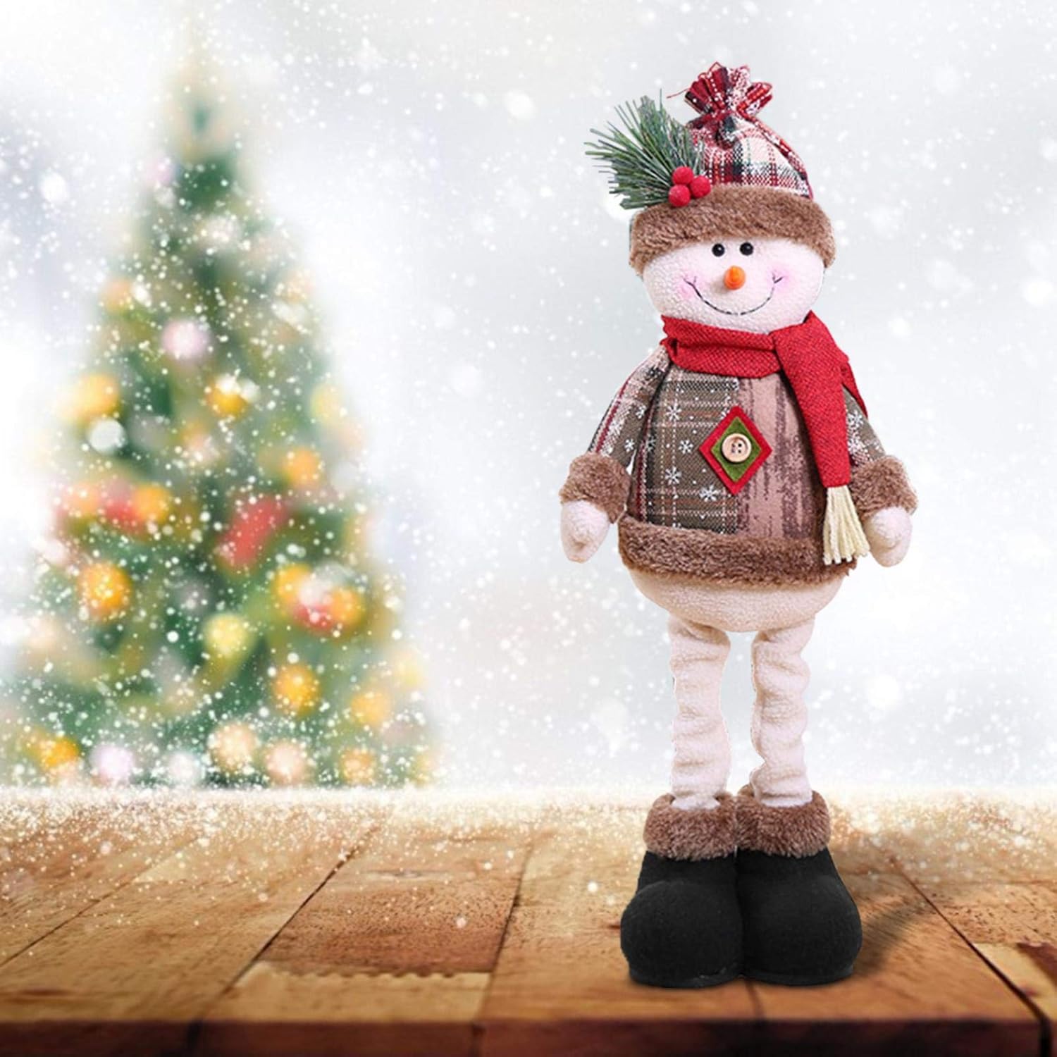 Retractable Christmas Decorations - Standing Santa Claus, Snowman & Reindeer Dolls - Indoor Ornaments for Christmas Tree