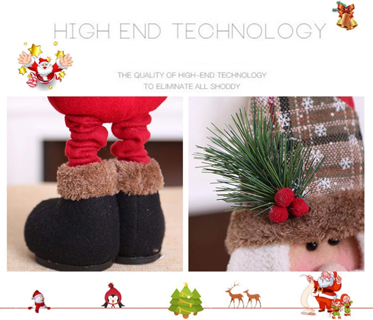 Retractable Christmas Decorations - Standing Santa Claus, Snowman & Reindeer Dolls - Indoor Ornaments for Christmas Tree