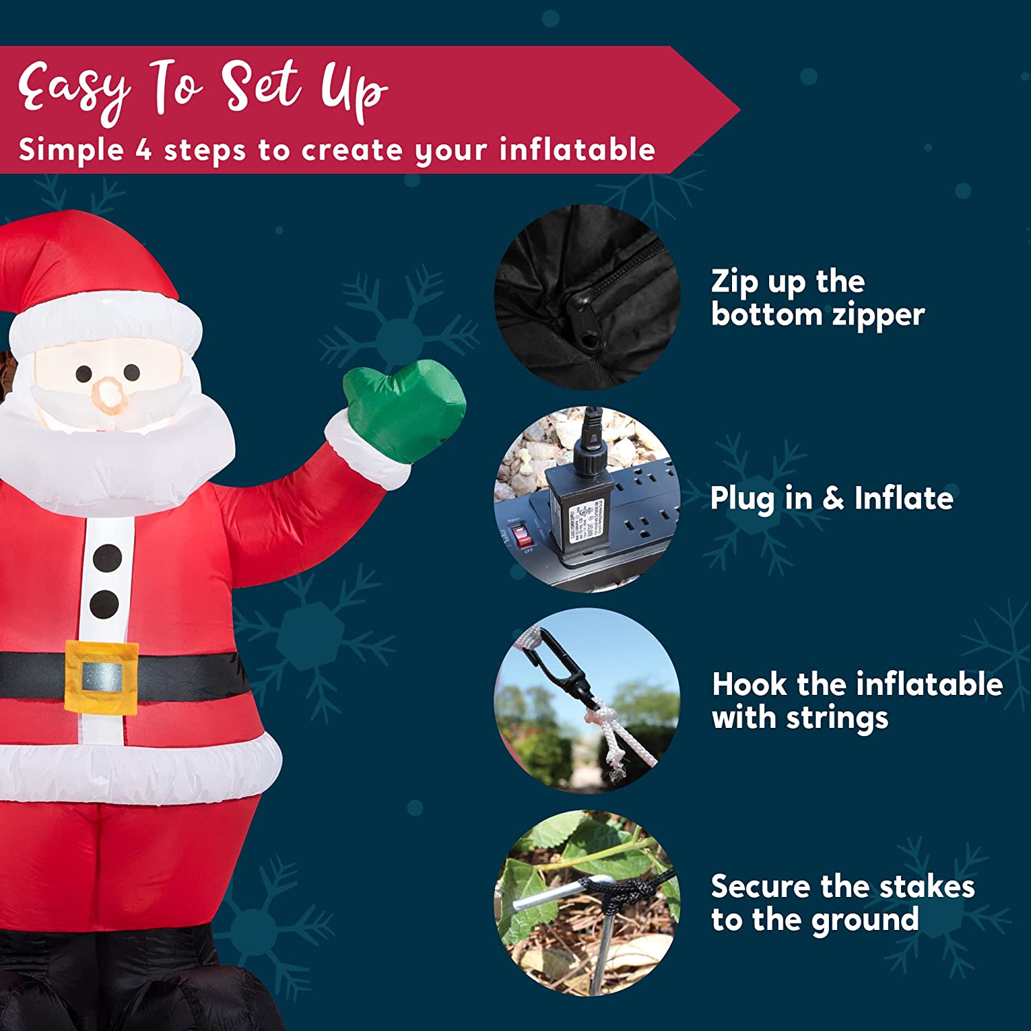 Large Waving Santa Inflatable (6 ft)