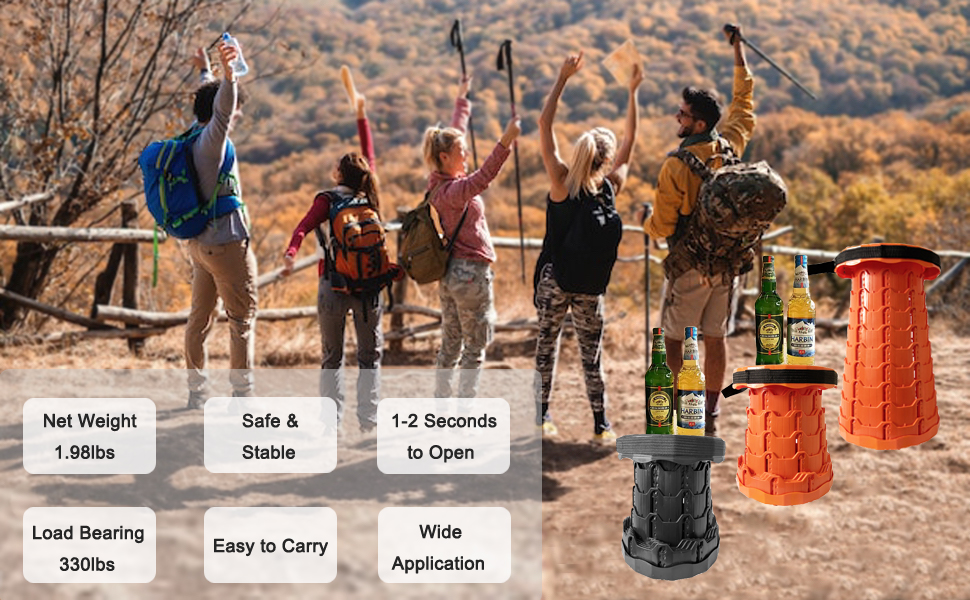 2025 Upgraded Collapsible Stool Telescoping Foldable Camping Stool for Adults Outdoor