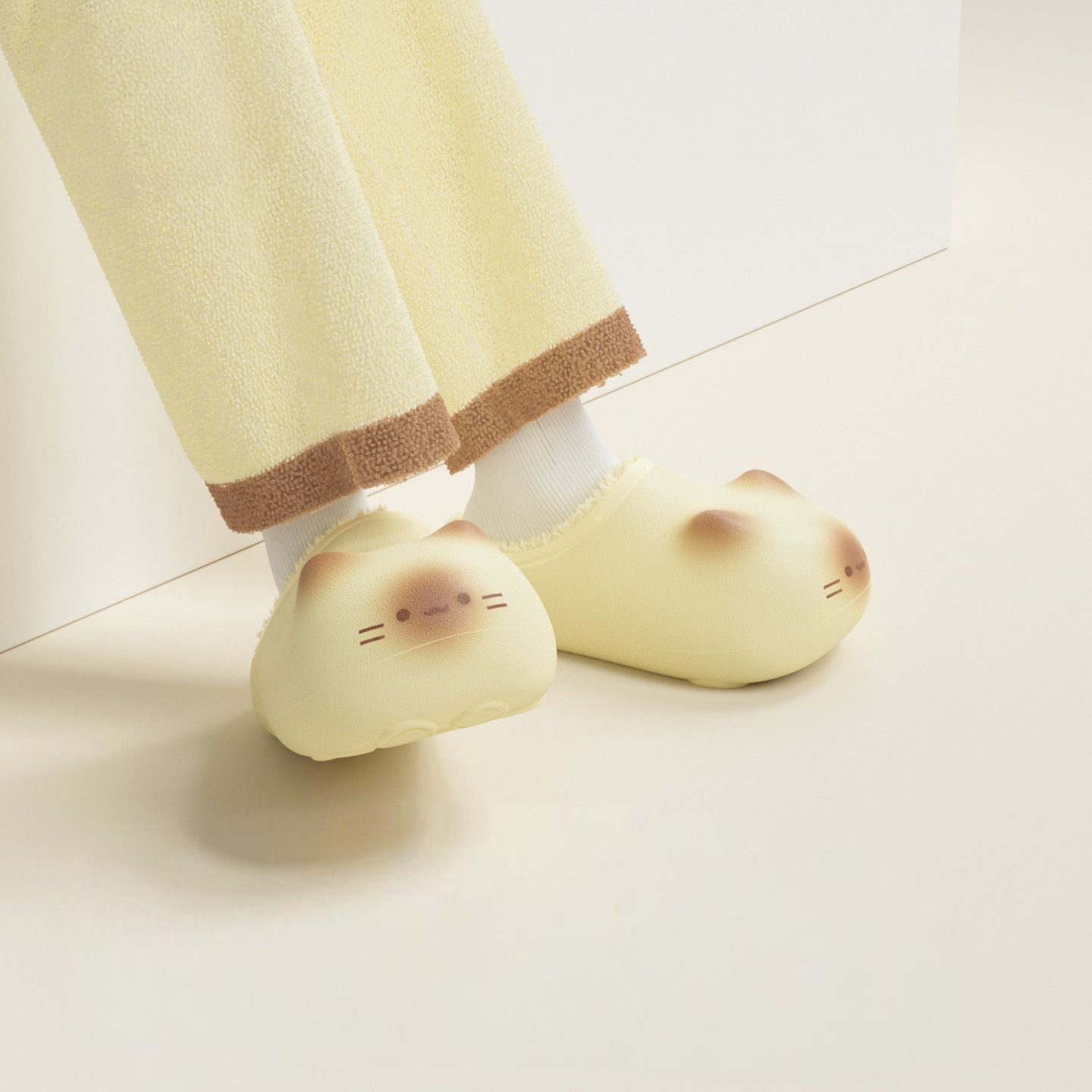 Cat Paws Footprints Fluffy Plush Fleece Height Increase Slippers for Winter Girls Gift Idea