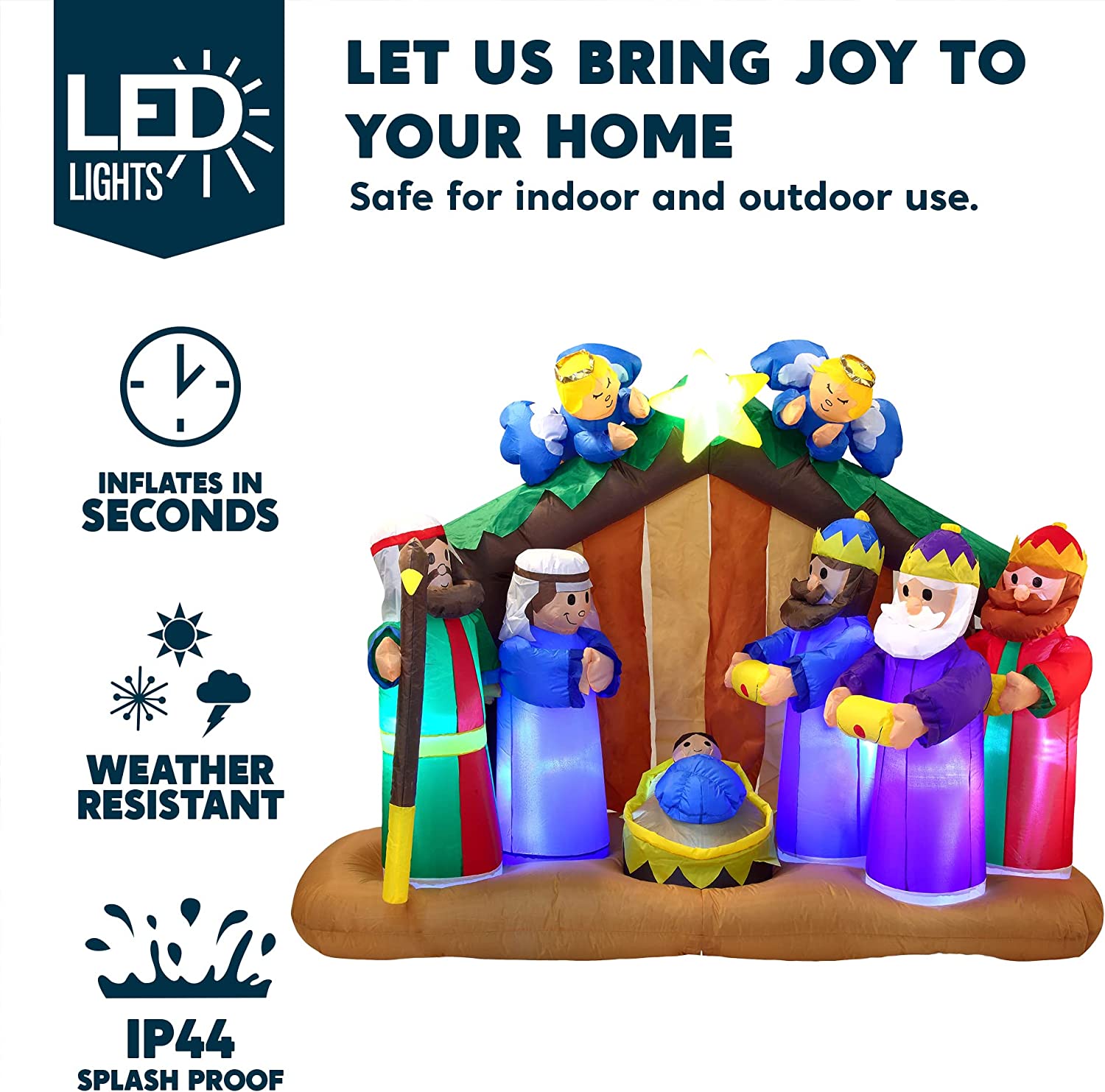 Large Nativity Scene with Angels Inflatable (6 ft)