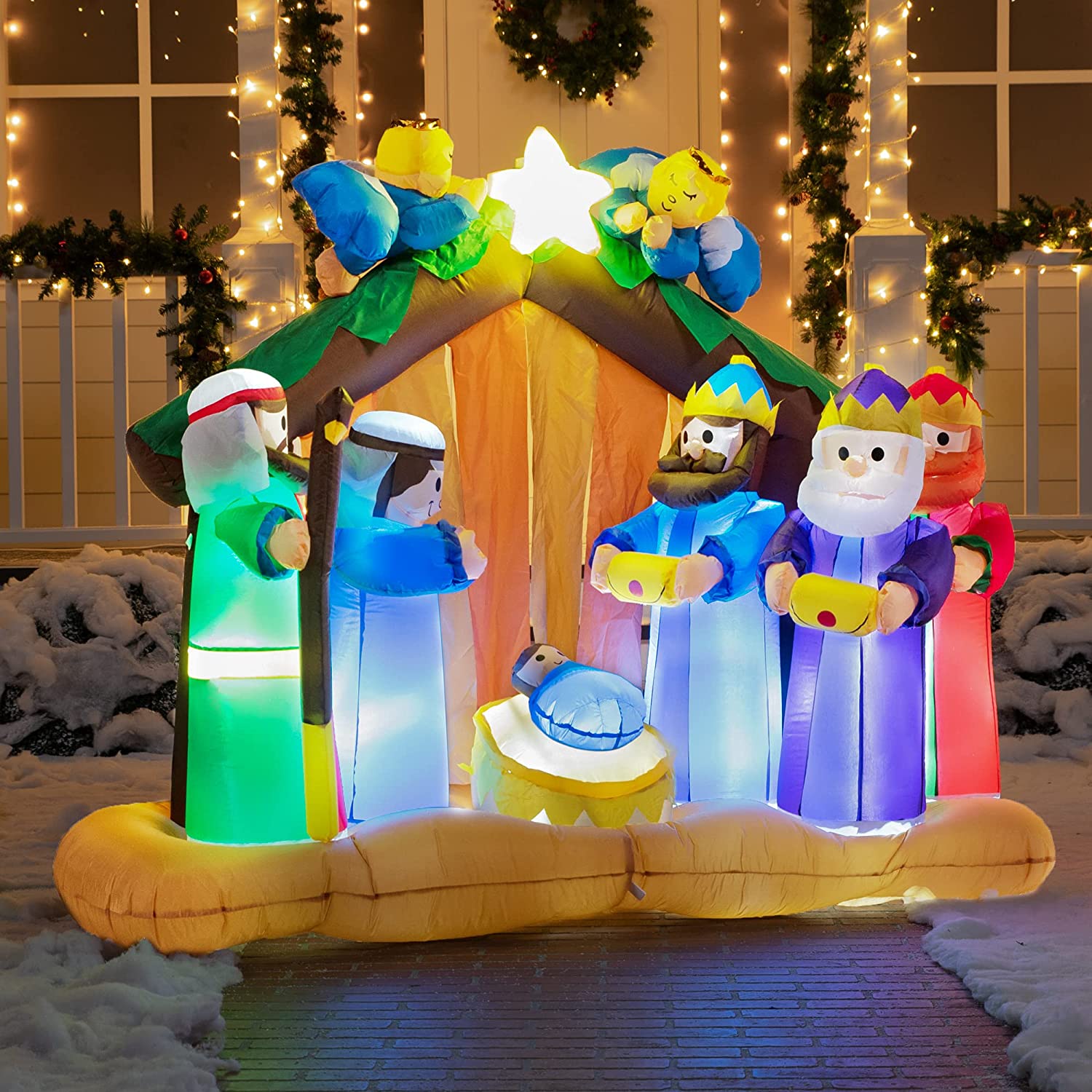Large Nativity Scene with Angels Inflatable (6 ft)