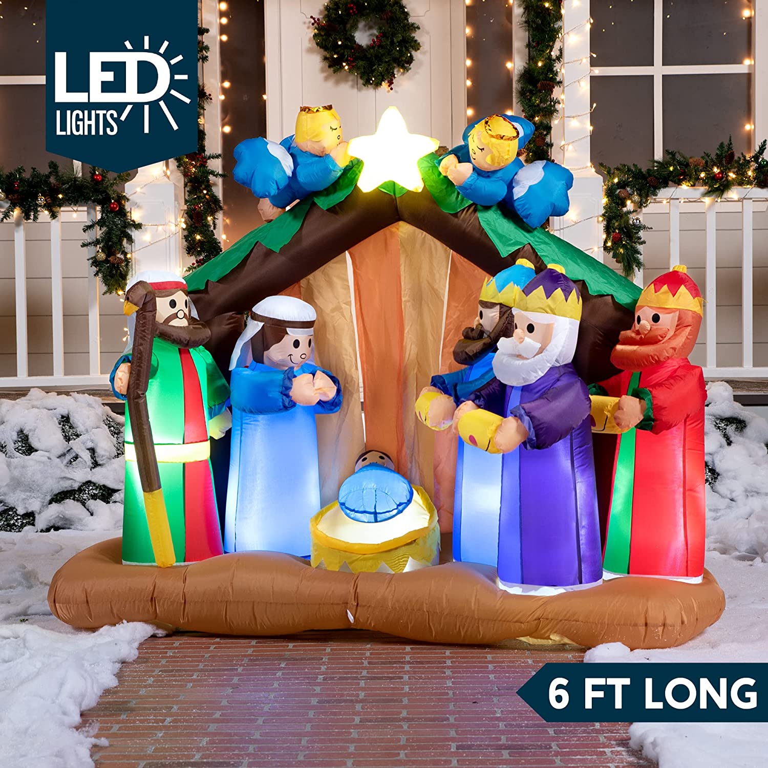 Large Nativity Scene with Angels Inflatable (6 ft)