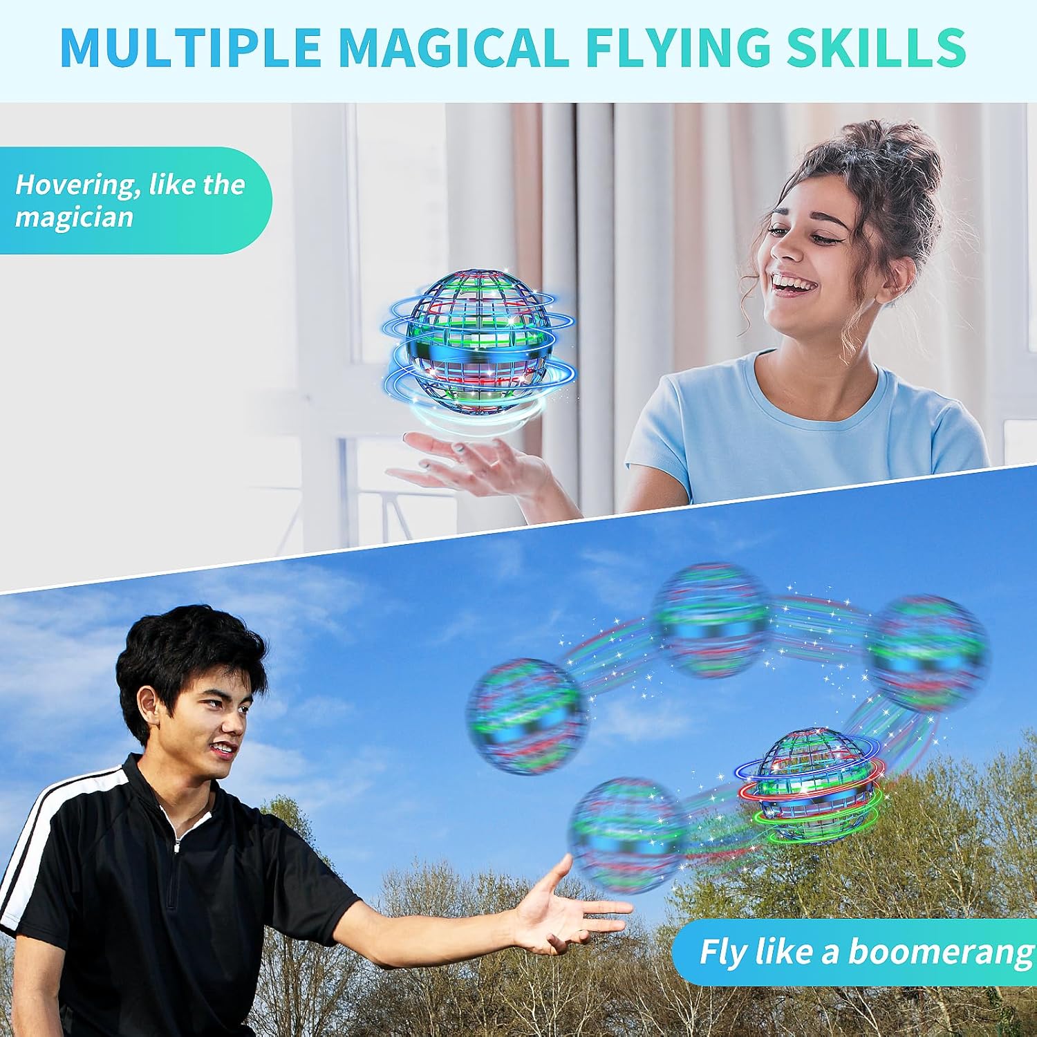 2025 AI Flying Orb Ball Toys, Galaxy Cosmic Globe Boomerang Hover Ball, Hand Drone Orbit, Galactic Fidget Spinning, Birthday Cool Stuff for 6 7 8 9 10+ Year Old Boys Girls Teens Outdoor