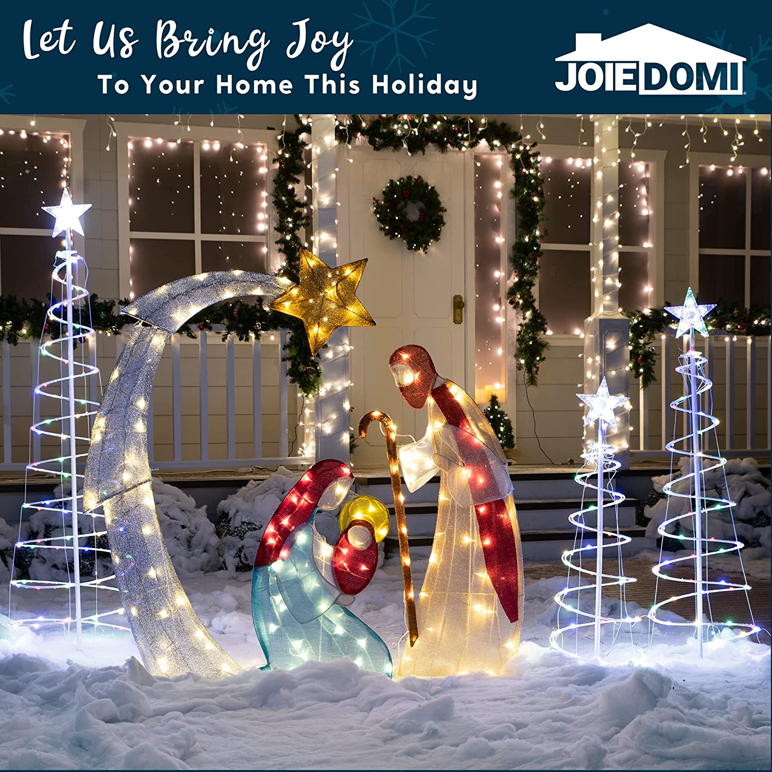 Lighted Spiral Christmas Tree Set LED Warm White - 3 Pcs