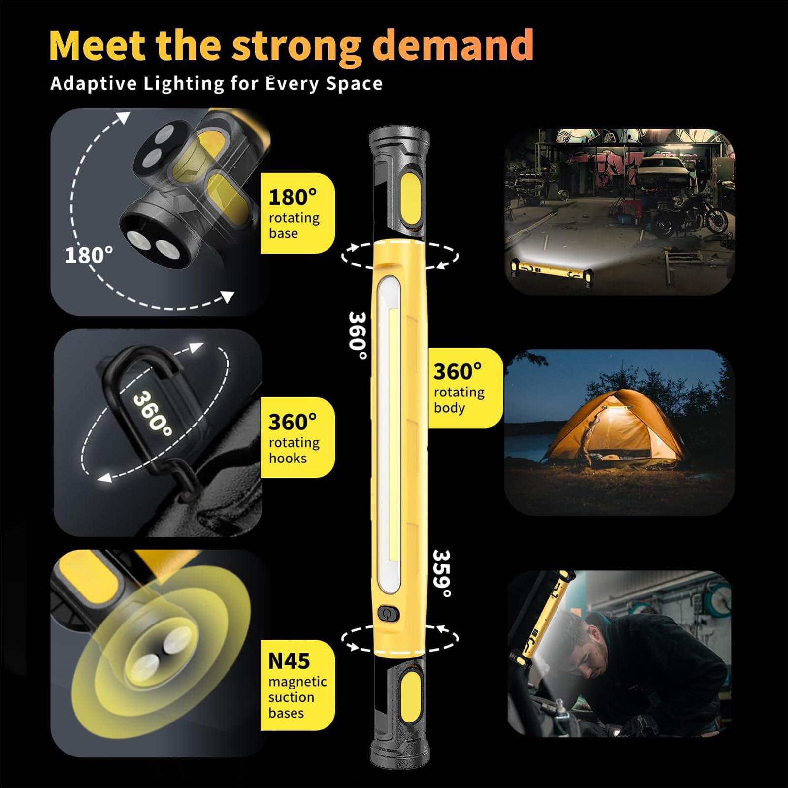 3000LM Magnetic Rechargeable LED Work Light