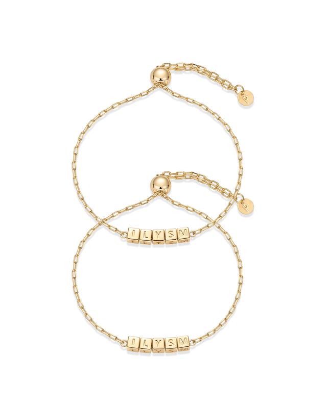 18K Gold Plated Adjustable Matching Bracelets for Women – Heart Charm and BFF Friendship Styles