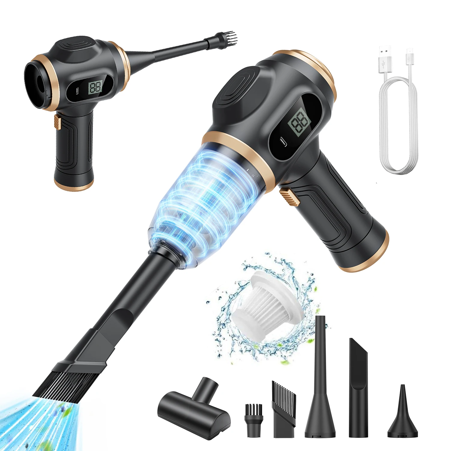 High Power Brushless Motor Cordless Handheld Car Vacuum Cleaner - Portable Mini Wireless Vacuum for Home, and Outdoor Cleaning