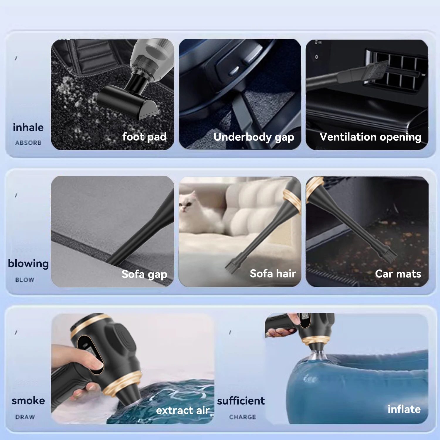 High Power Brushless Motor Cordless Handheld Car Vacuum Cleaner - Portable Mini Wireless Vacuum for Home, and Outdoor Cleaning