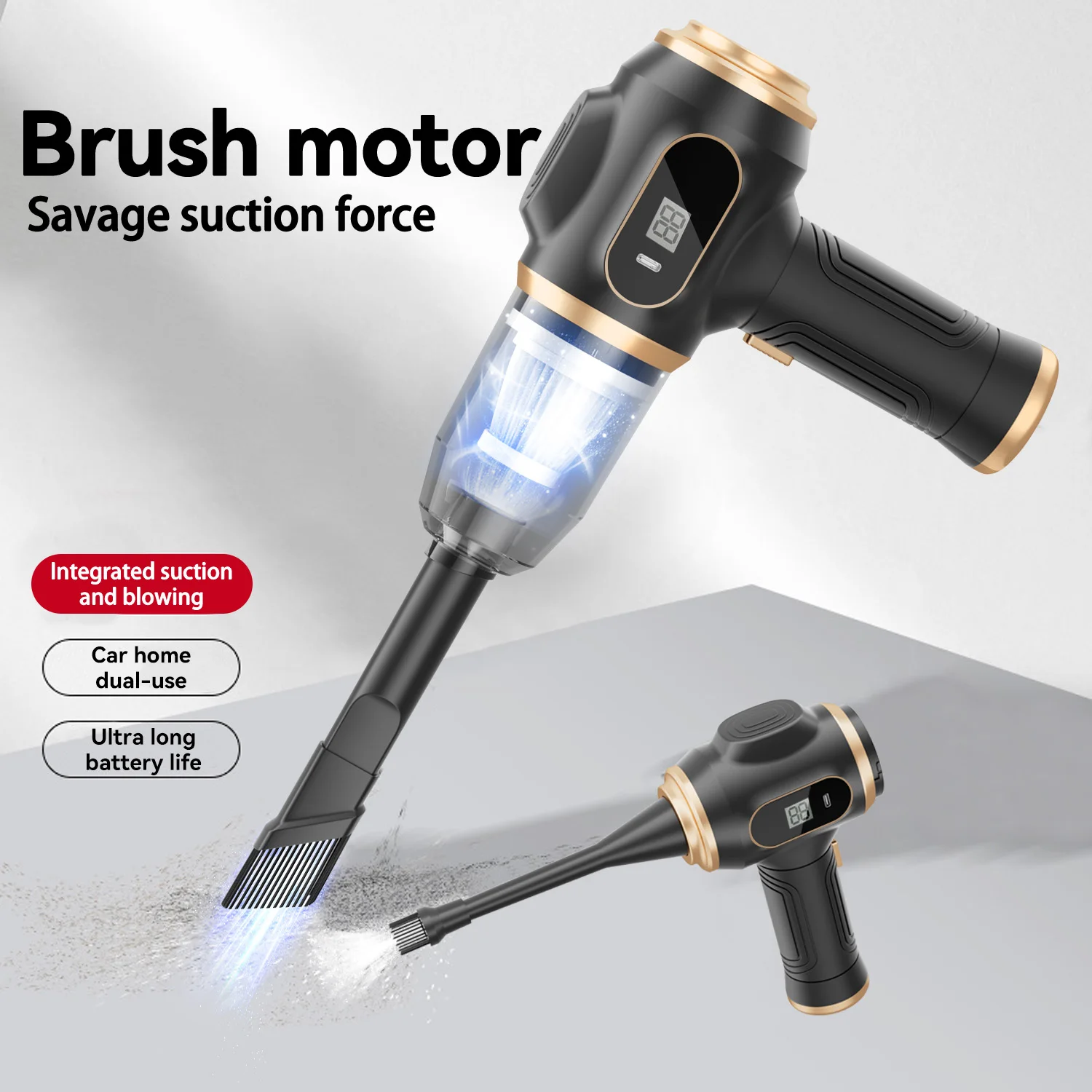 High Power Brushless Motor Cordless Handheld Car Vacuum Cleaner - Portable Mini Wireless Vacuum for Home, and Outdoor Cleaning