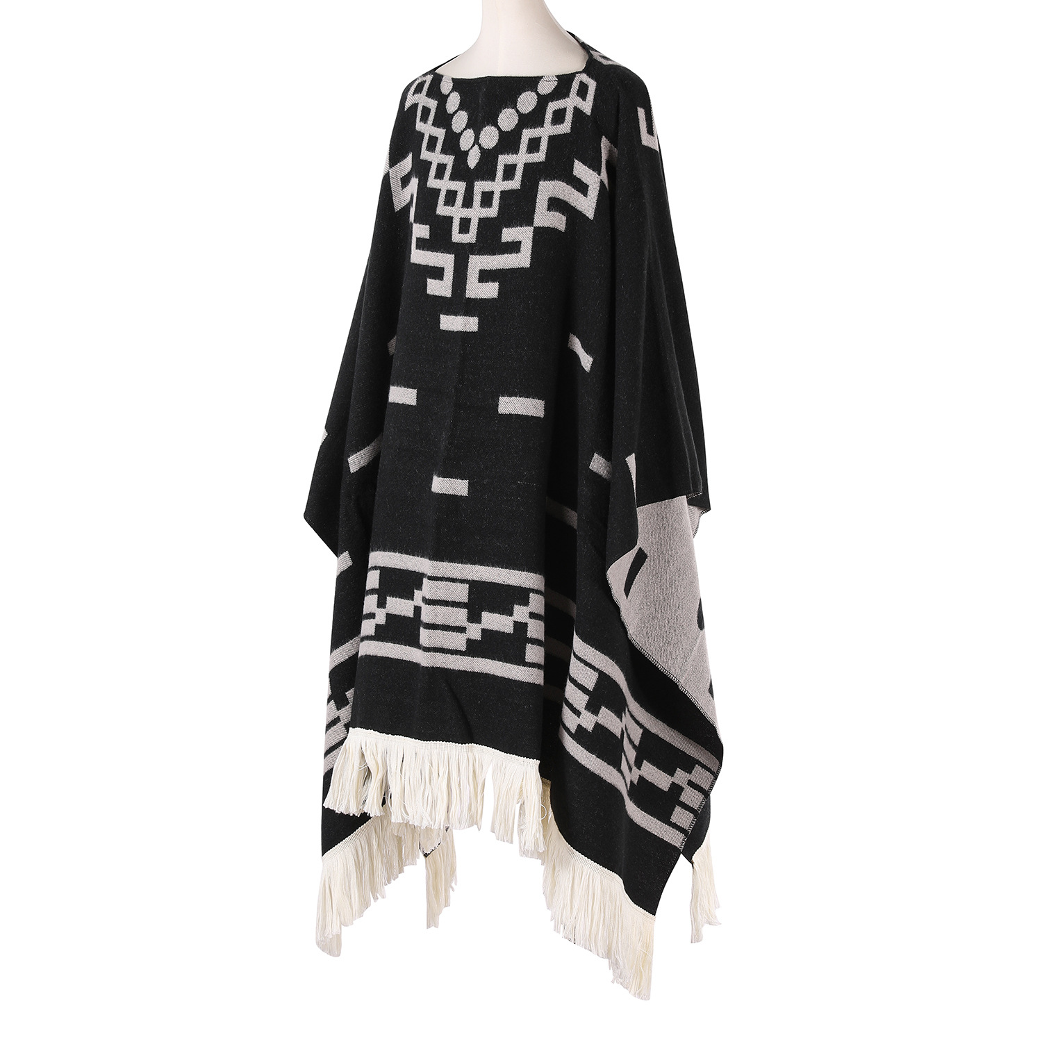 Pullover Oversized Fringe Shawl