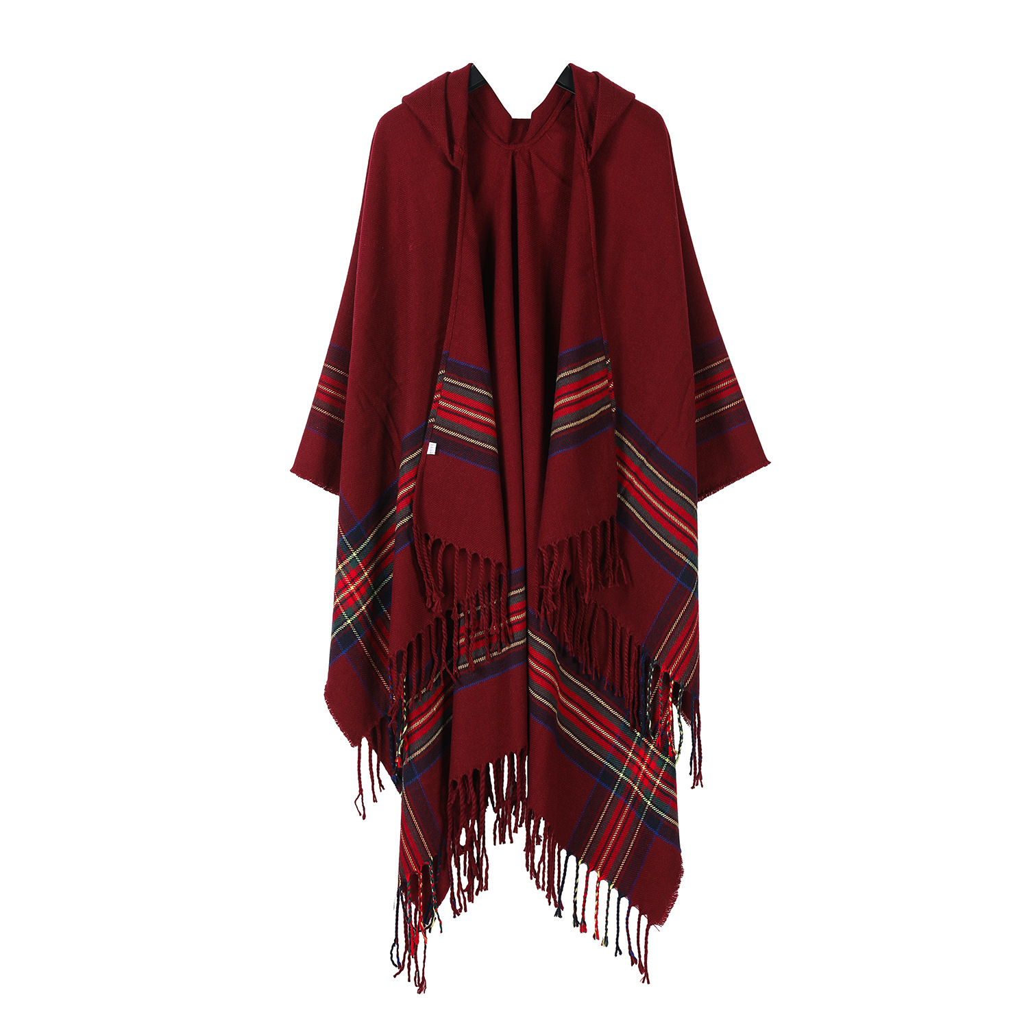 Striped Fringe Hooded Shawl