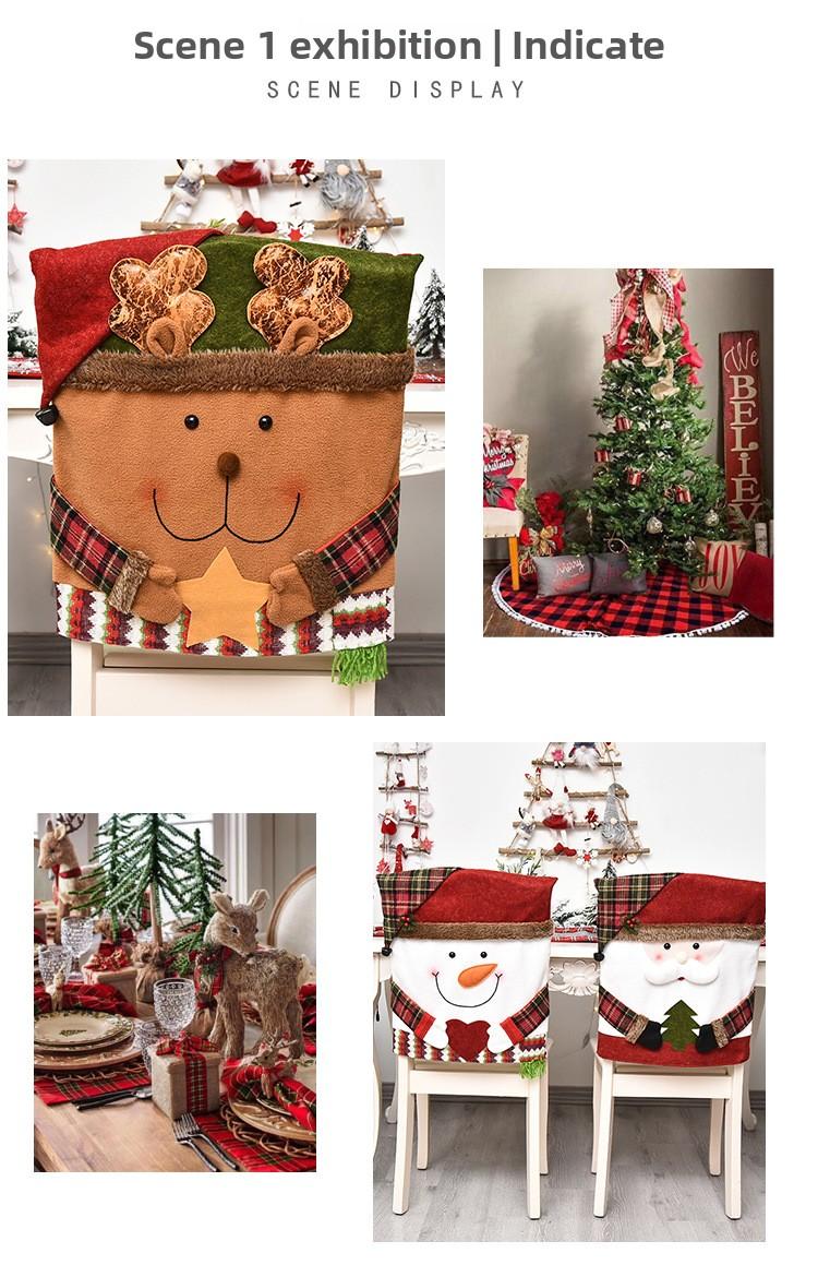 Christmas Chair Covers  Christmas Dining Room Chair Back Covers Santa Claus Snowman Xmas Chair Protector Slipcovers for Christmas Holiday Home Kitchen Decor
