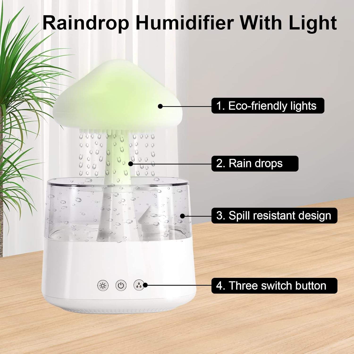 Rain Cloud Humidifier for Bedroom Water Drip Diffuser, Mushroom Diffuser