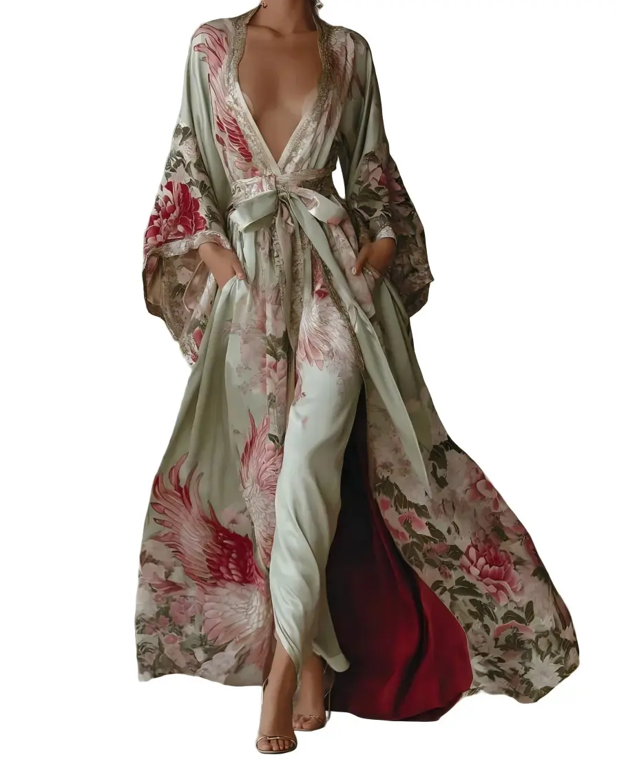 Women's Elegant Vintage Printed Robe