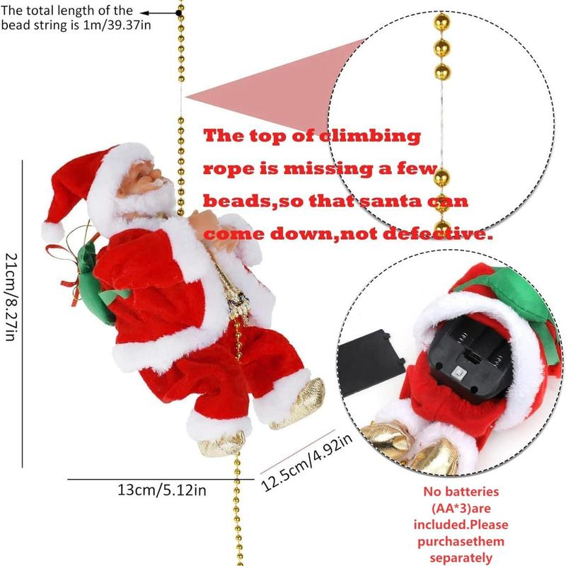 Electric Santa Climbing Rope, Battery Powered Christmas Decoration, Up and Down Climb, Holiday Party Supplies, Home Decor
