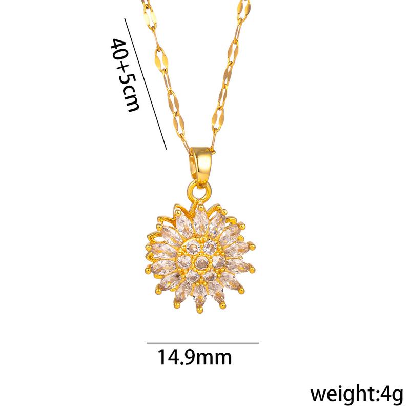 Rotatable Sunflower Necklaces For Women 2025 Fashion Jewelry Accessories Chain Choker