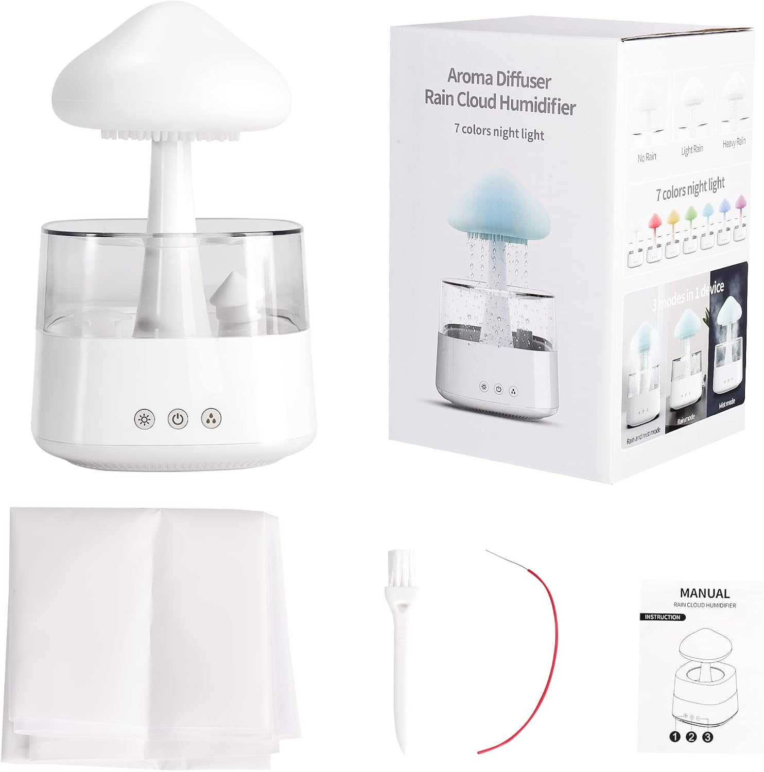 Rain Cloud Humidifier for Bedroom Water Drip Diffuser, Mushroom Diffuser
