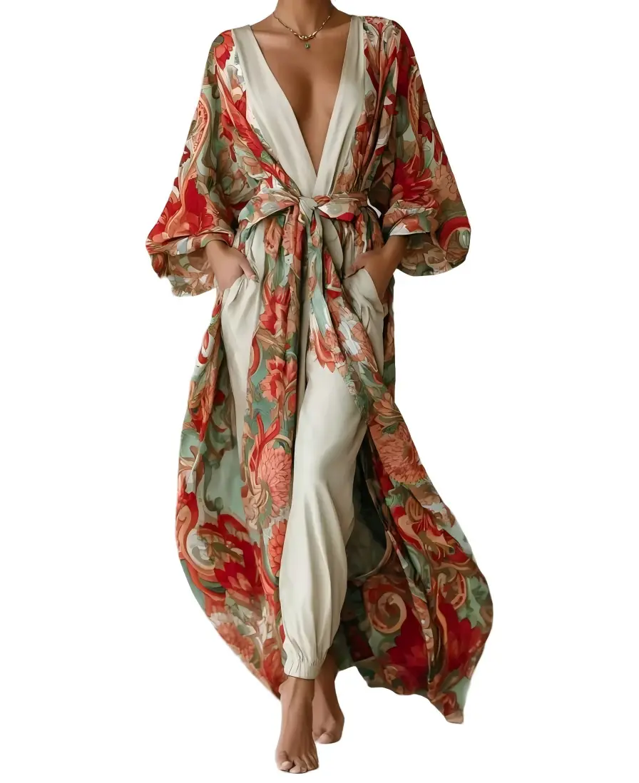 Women's Elegant Vintage Printed Robe