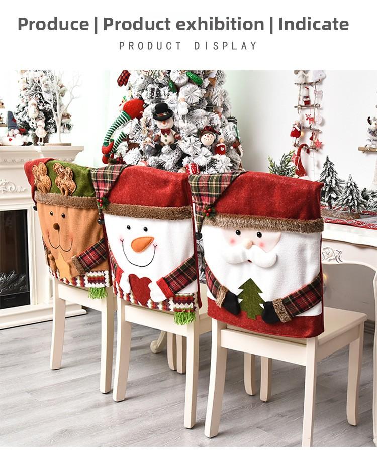 Christmas Chair Covers  Christmas Dining Room Chair Back Covers Santa Claus Snowman Xmas Chair Protector Slipcovers for Christmas Holiday Home Kitchen Decor