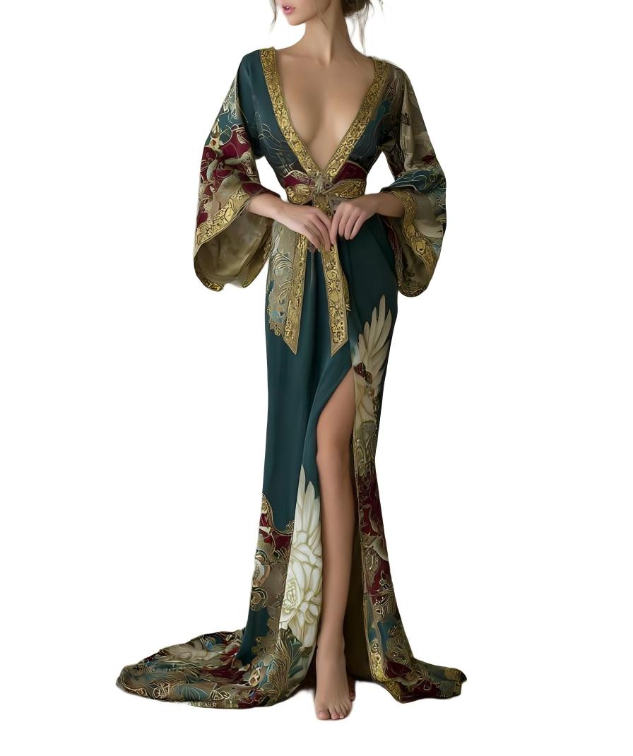 Women's Elegant Vintage Printed Robe