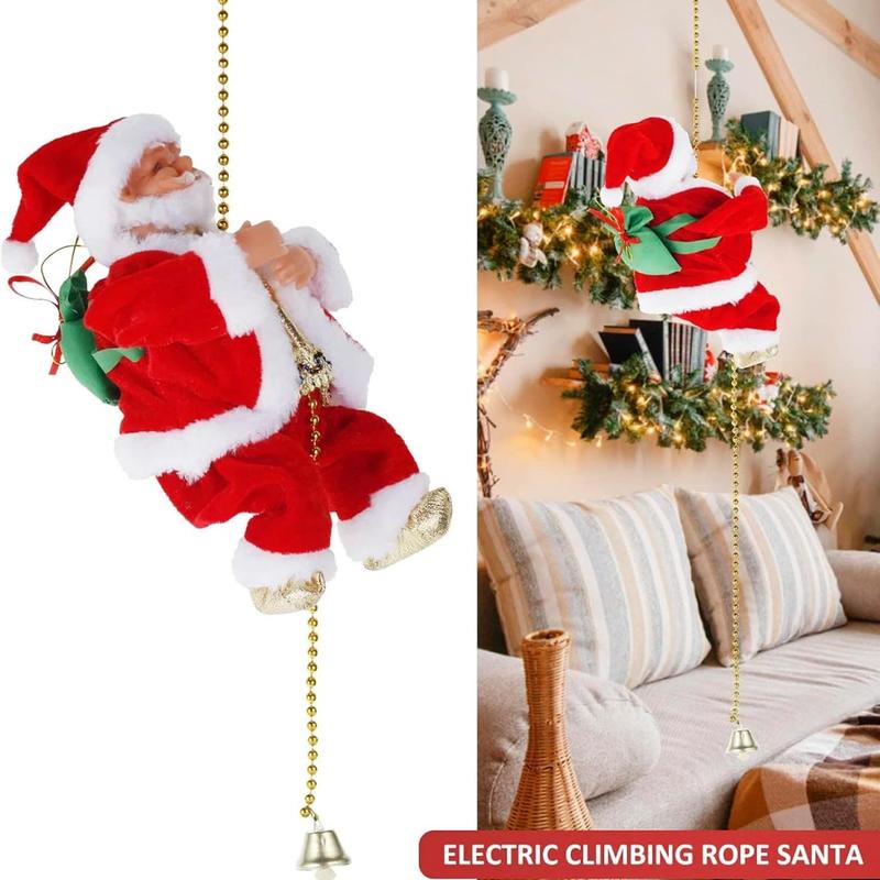 Electric Santa Climbing Rope, Battery Powered Christmas Decoration, Up and Down Climb, Holiday Party Supplies, Home Decor