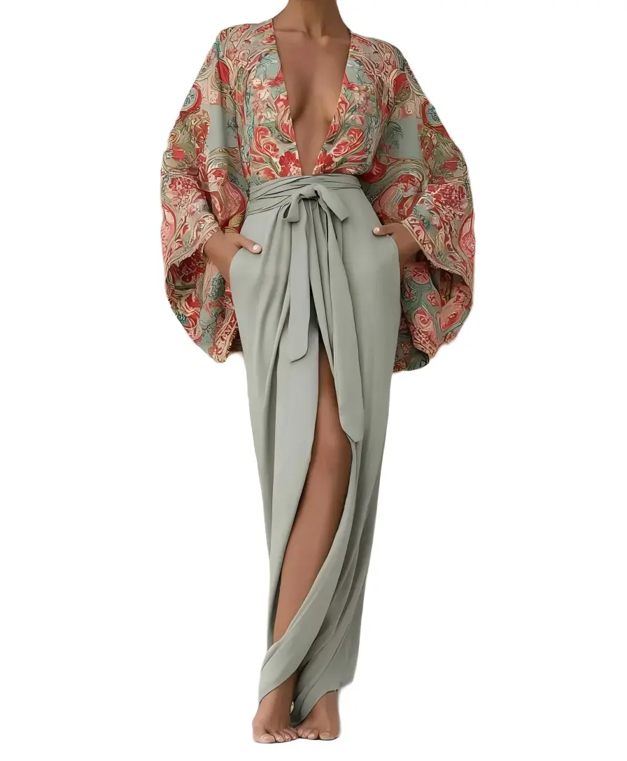 Women's Elegant Vintage Printed Robe