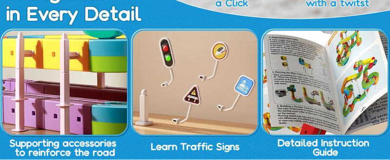 Electric Train Set Flexible Race Track for Kids 4 6 7 8, 48 Pcs Car Track for Toddlers 3-5, Building Toy Train Track Gravity-Defying 3D Embedded Layouts & Motorized Car, STEM Learning Gift