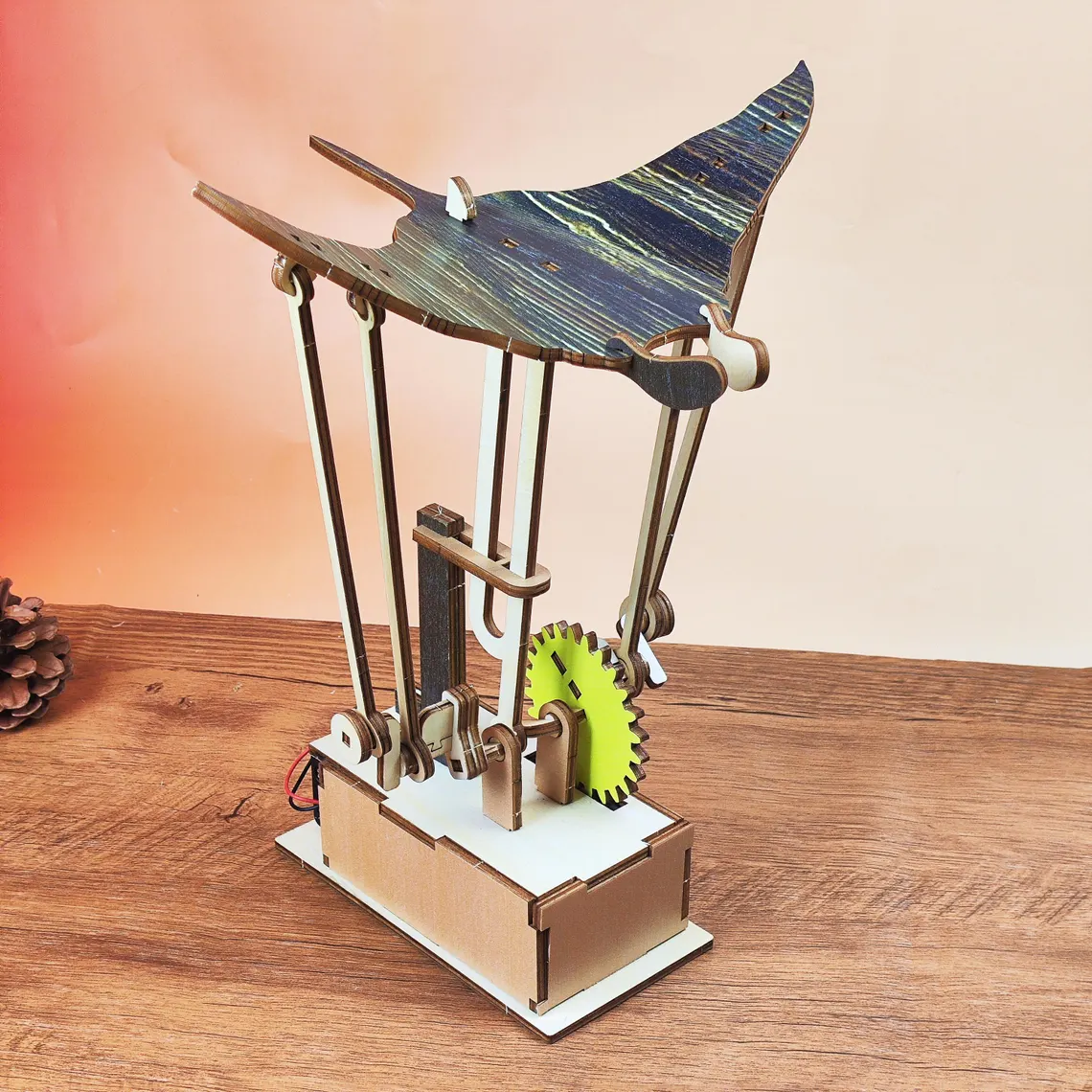 Handcarved Wooden Manta Ray Automata Mechanical Sculpture