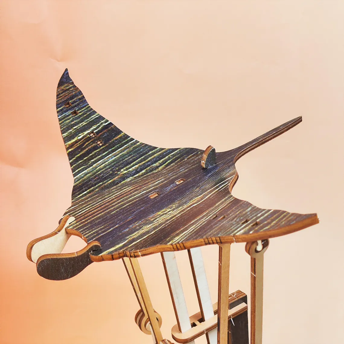 Handcarved Wooden Manta Ray Automata Mechanical Sculpture