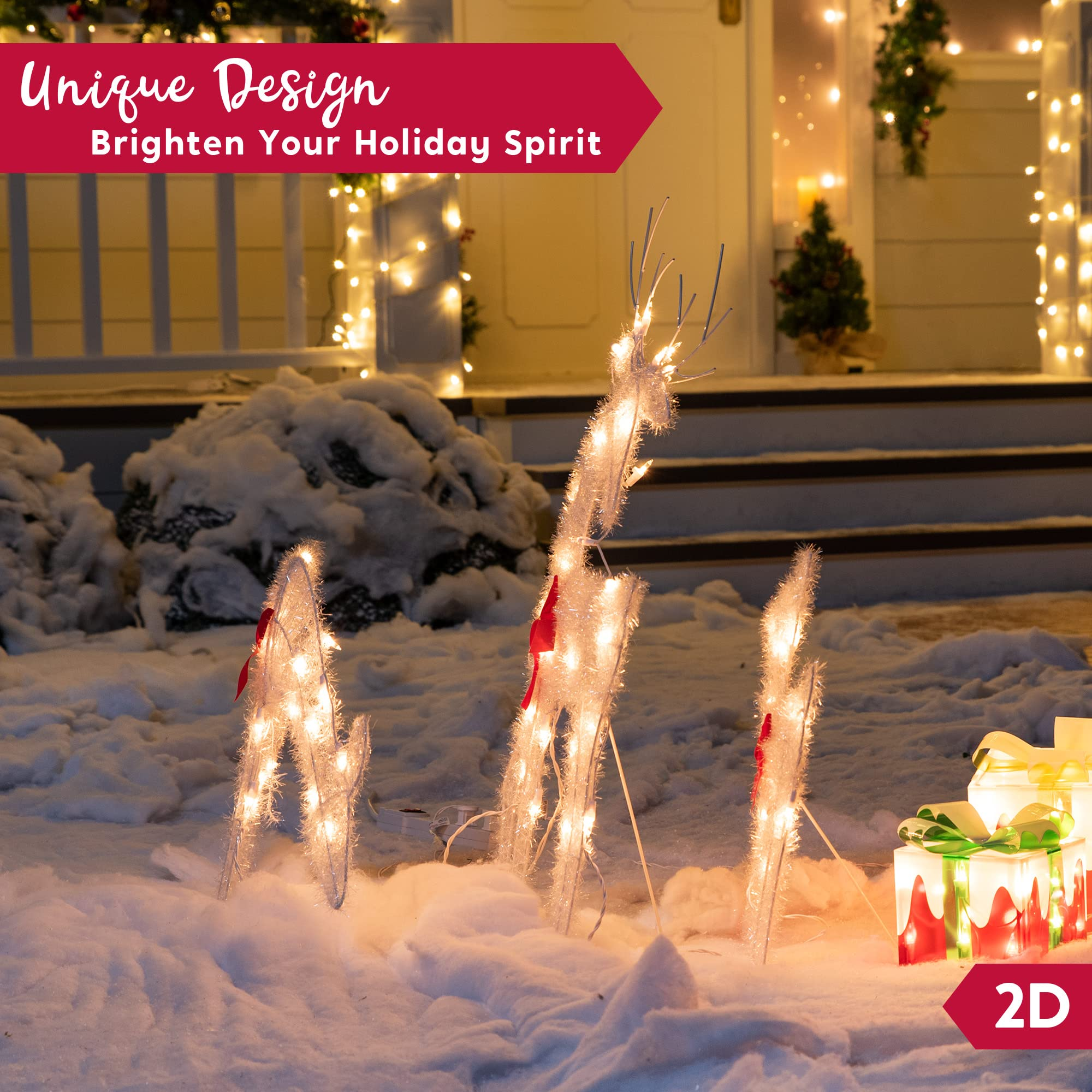 3Pcs 2D Incandescent Yard Lights