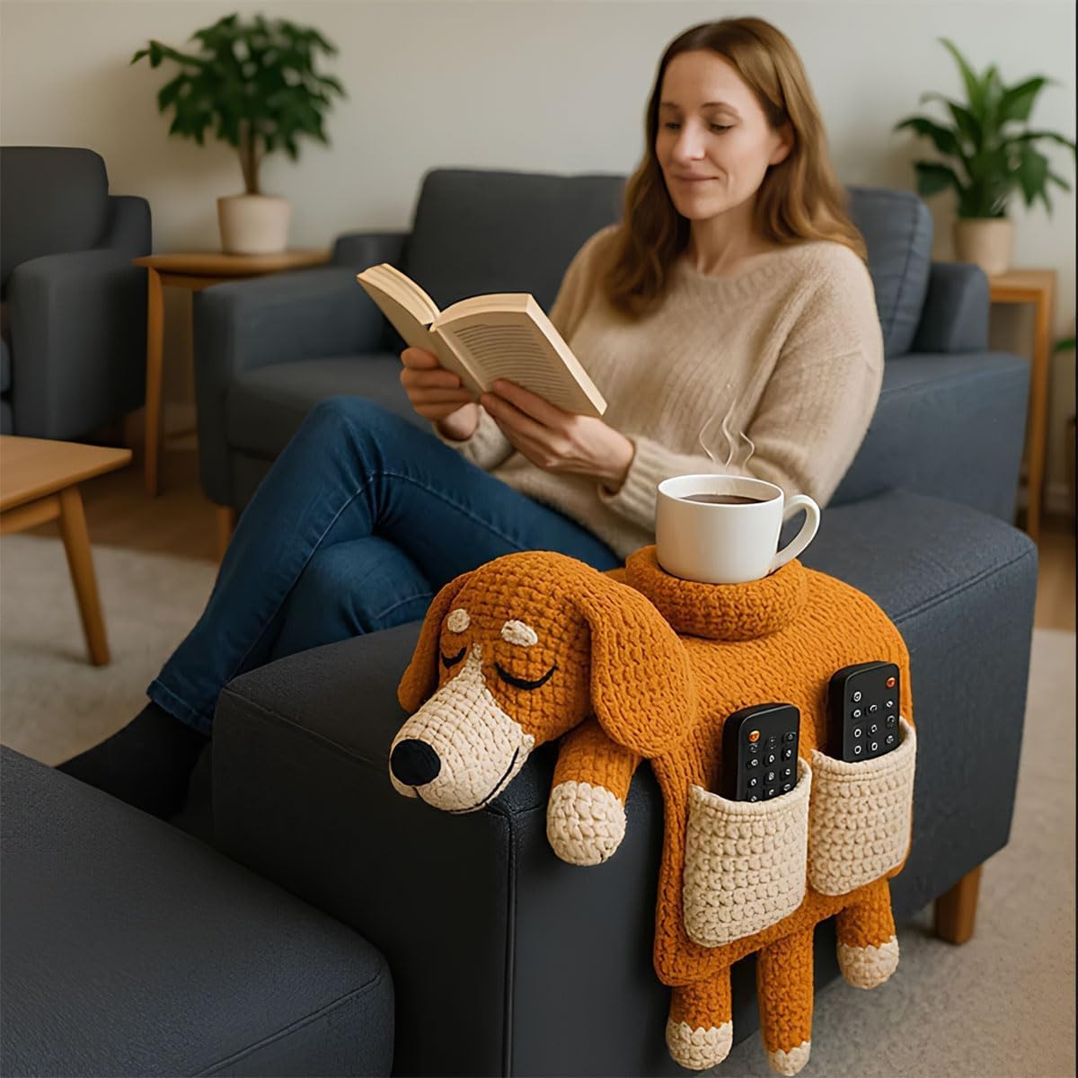 🎄Christmas HOT Sale 49% OFF🔥Crochet Dog Sofa Organizer with Cup Holder