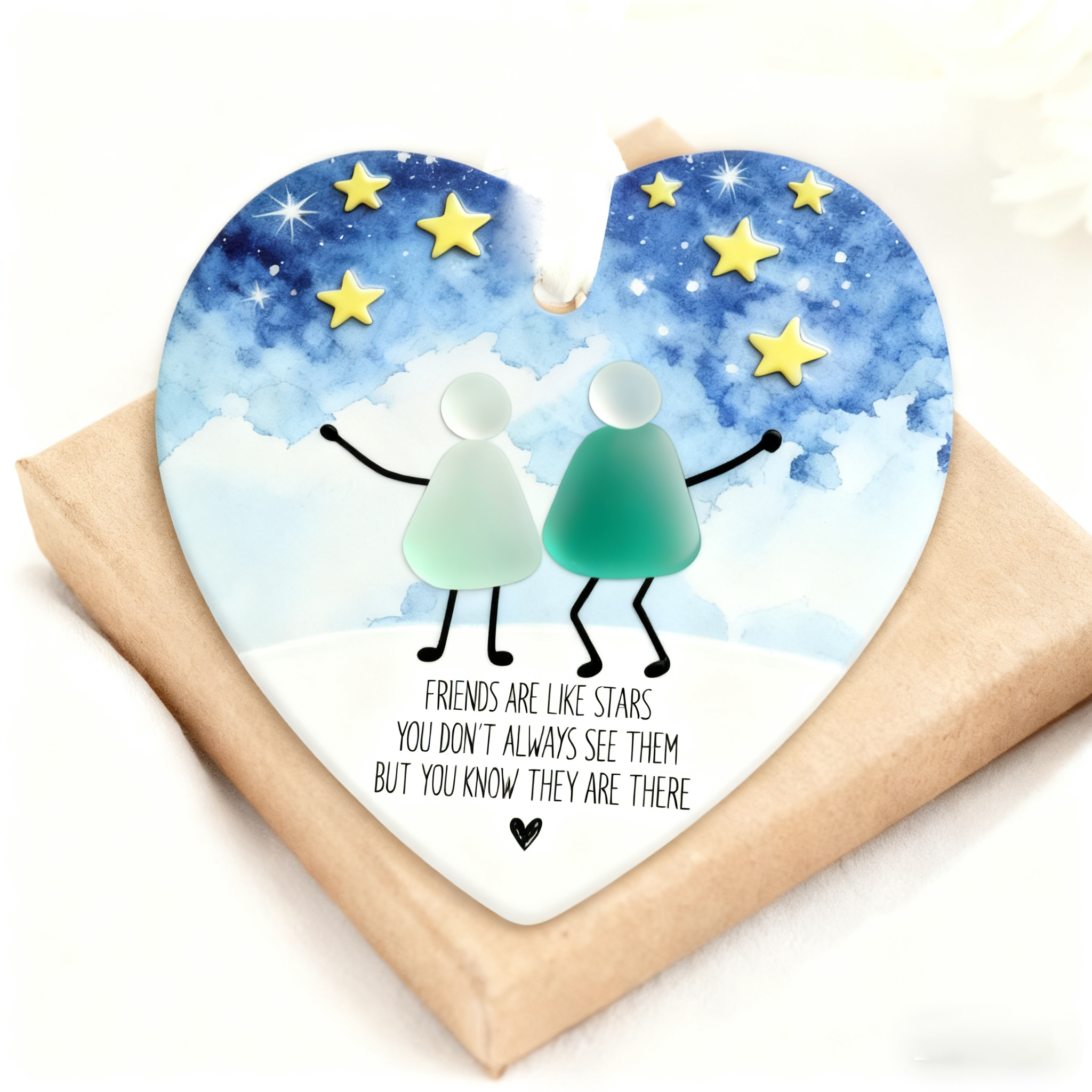 Friends Are Like Stars BFF Sea Glass Ornament