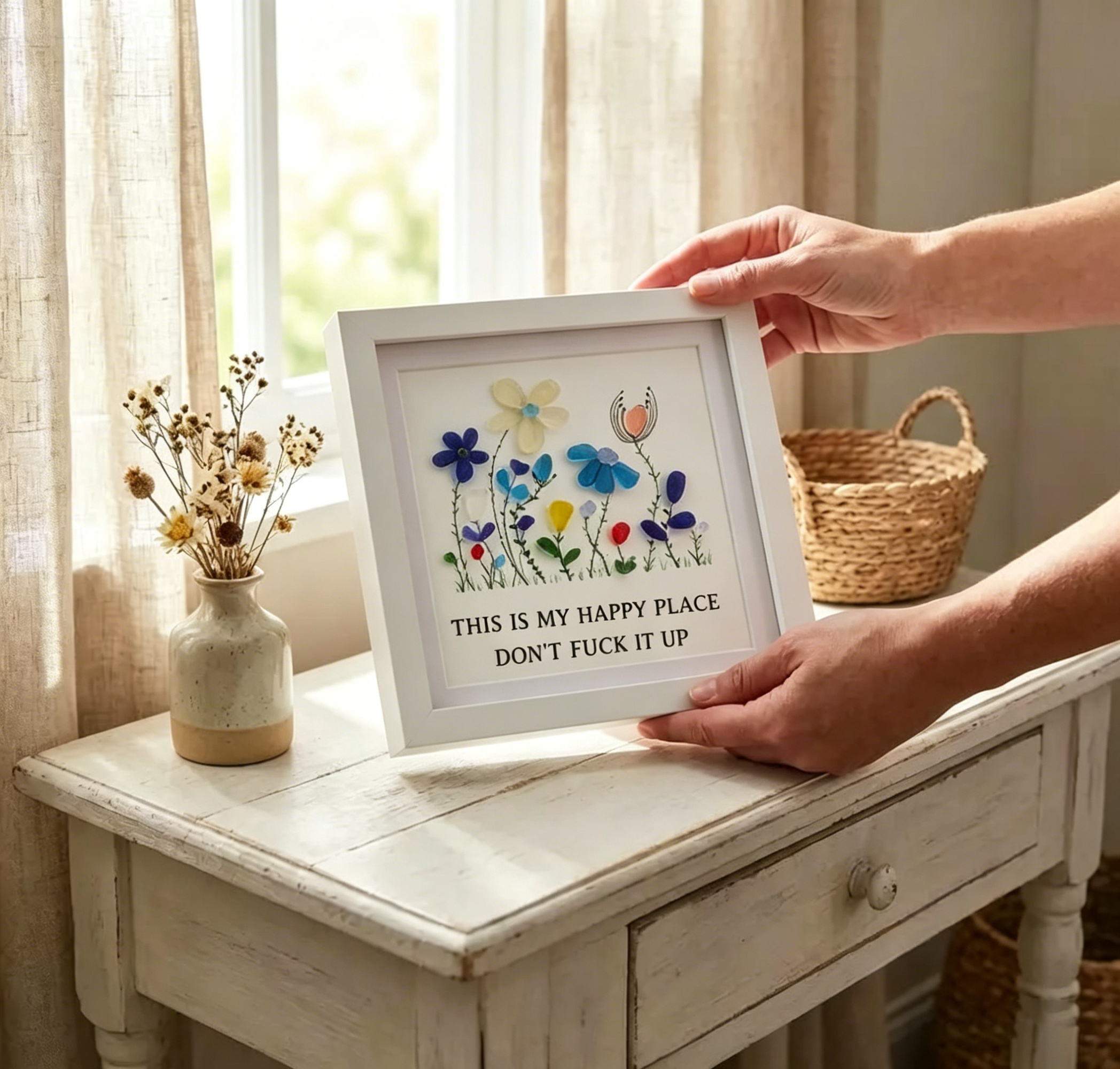“This Is My Happy Place” Sea Glass Art