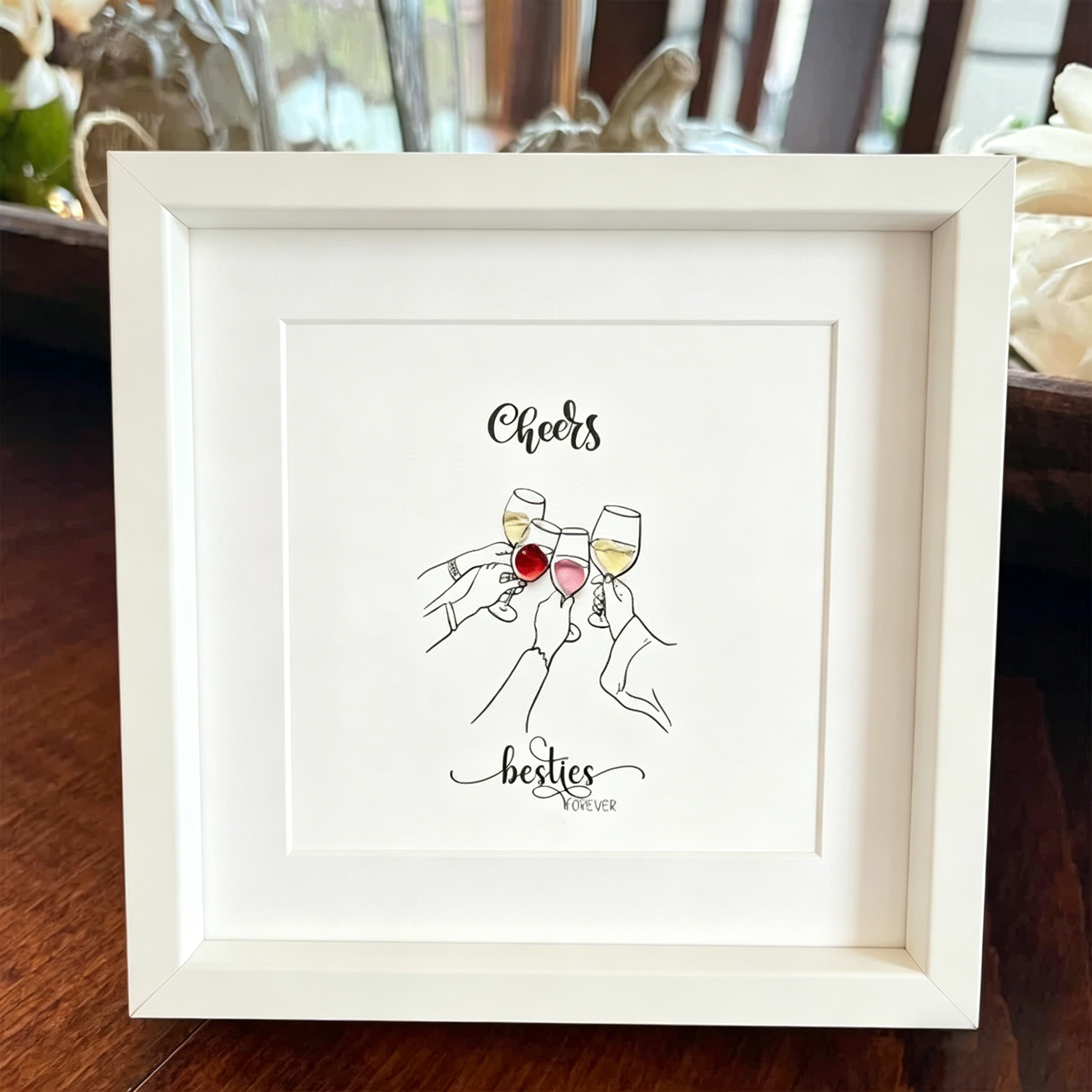 Forever Besties Sea Glass Art